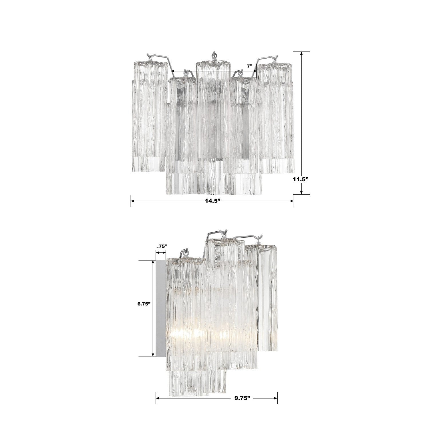Crystorama - ADD-302-CH-CL - Two Light Wall Sconce - Addis - Polished Chrome