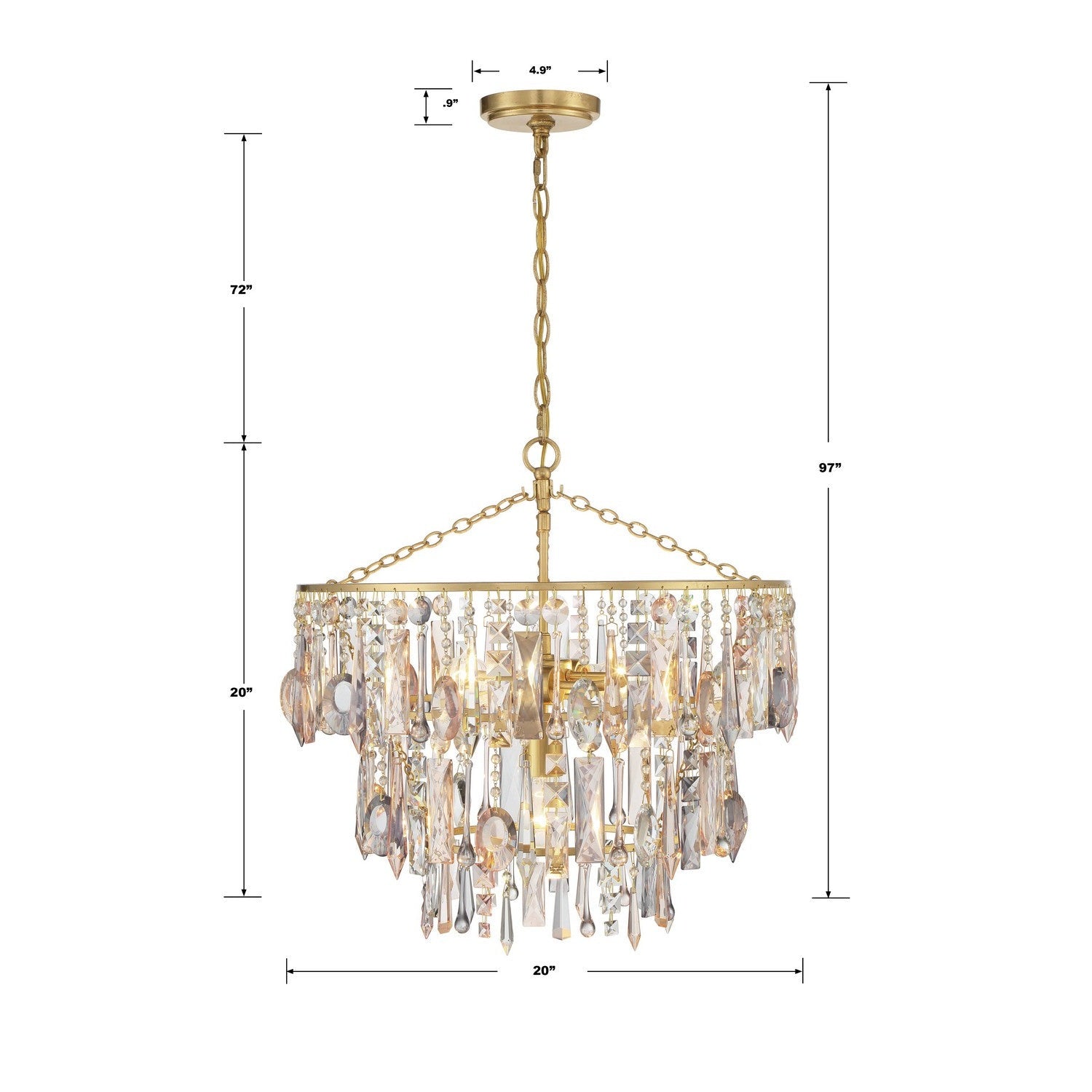 Crystorama - ELS-7103-GA - Three Light Pendant - Elsa - Antique Gold