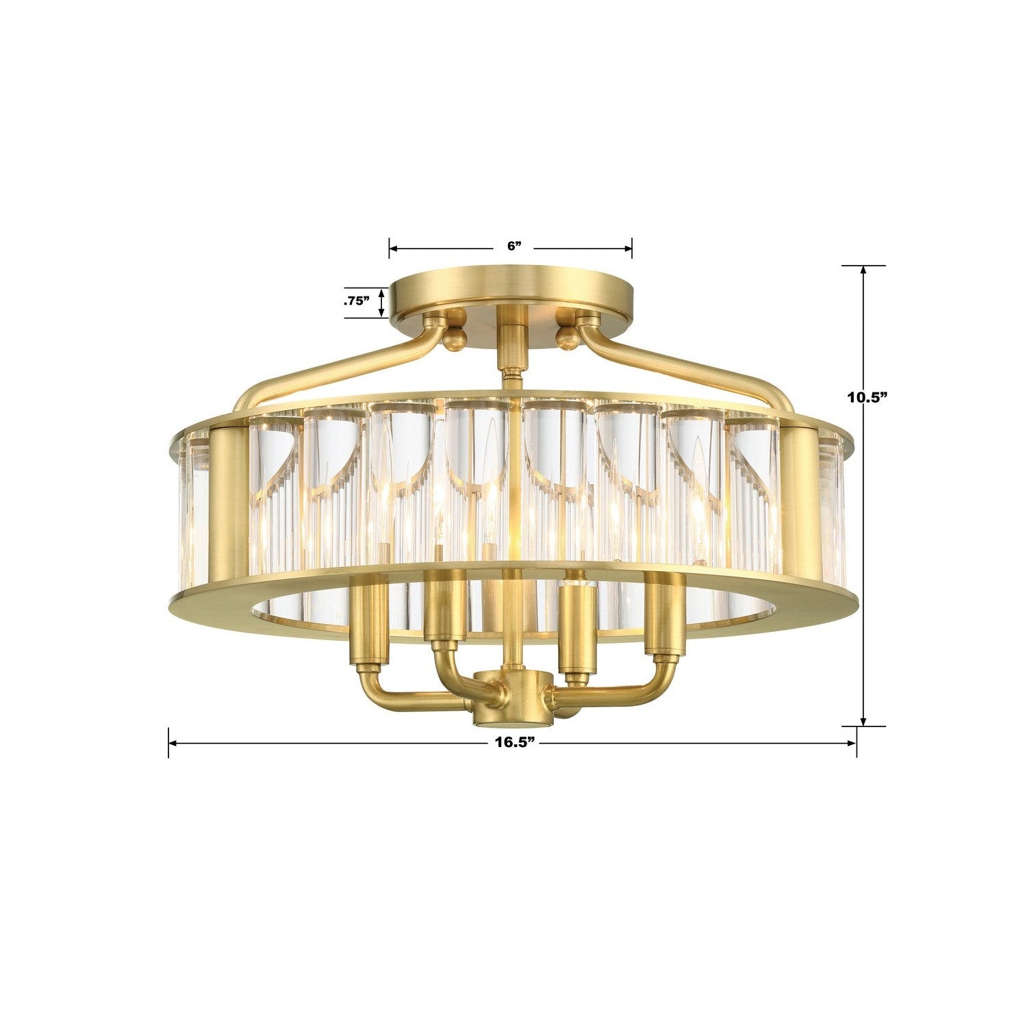 Crystorama - FAR-6000-AG - Four Light Semi Flush Mount - Farris - Aged Brass