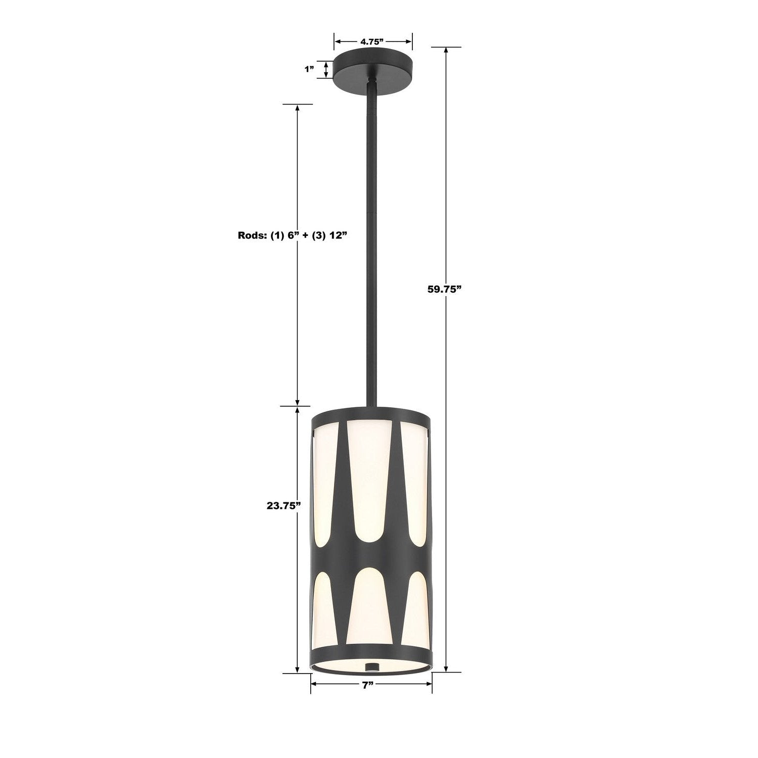 Crystorama - ROY-801-BK - One Light Pendant - Royston - Black