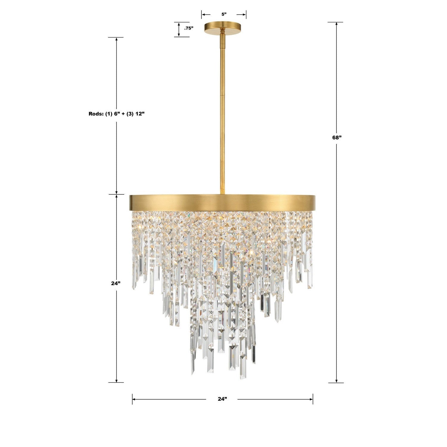 Crystorama - WIN-216-GA-CL-MWP - Six Light Chandelier - Winfield - Antique Gold
