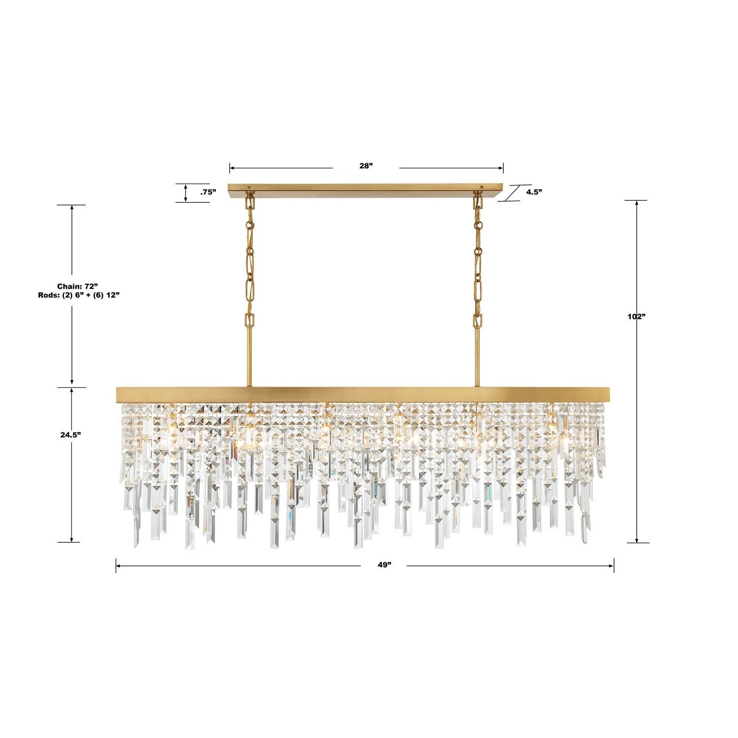 Crystorama - WIN-217-GA-CL-MWP - Six Light Chandelier - Winfield - Antique Gold