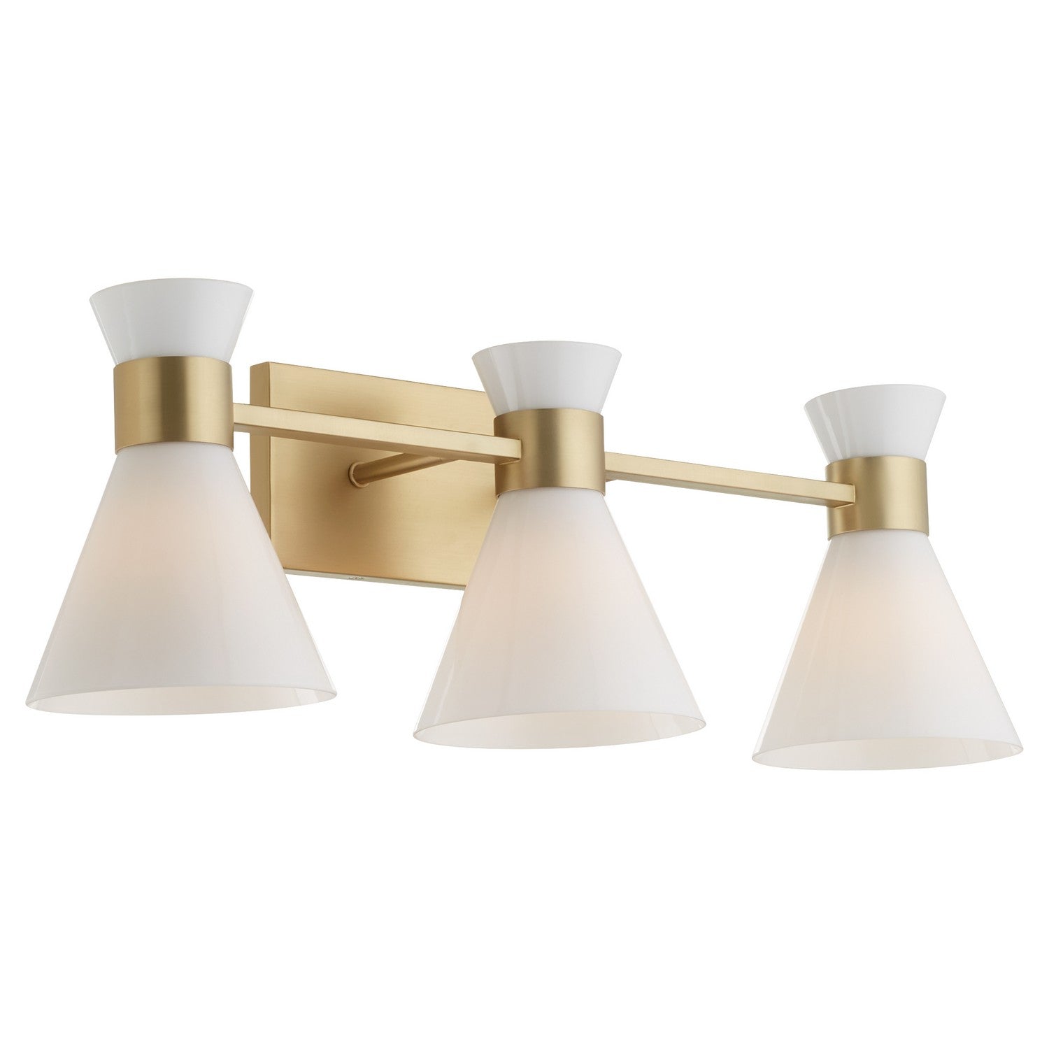 Quorum - 5119-3-80 - Three Light Vanity - Beldar - Aged Brass w/ Gloss Opal