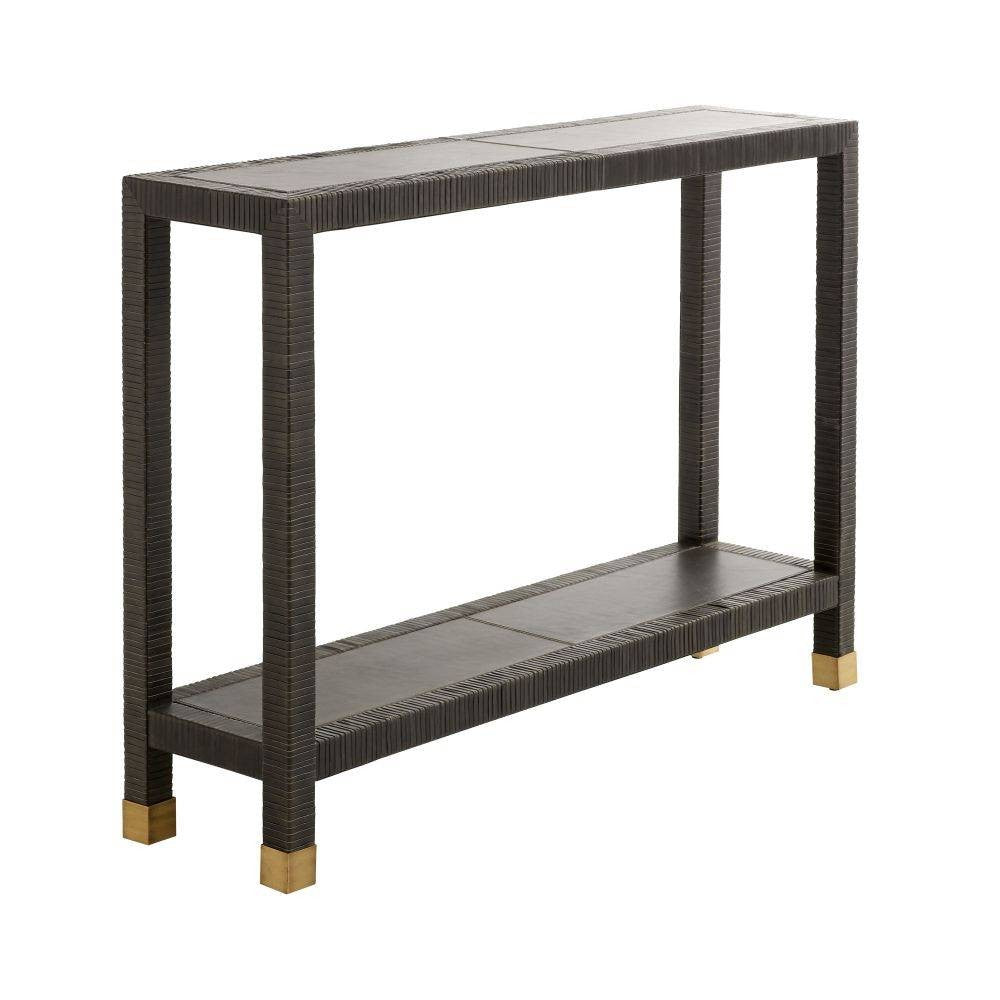 Arteriors - 4663 - Console - Oswald - Graphite Leather