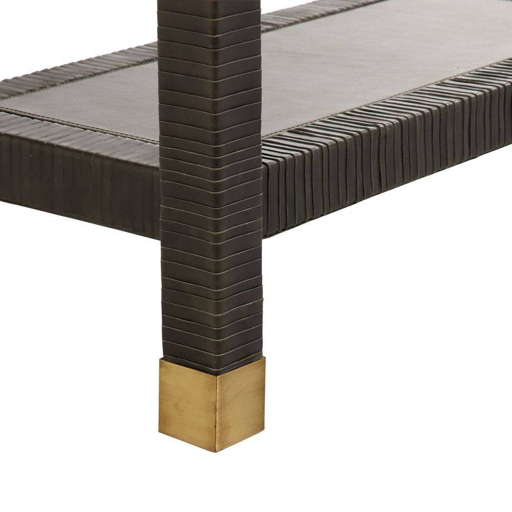 Arteriors - 4663 - Console - Oswald - Graphite Leather