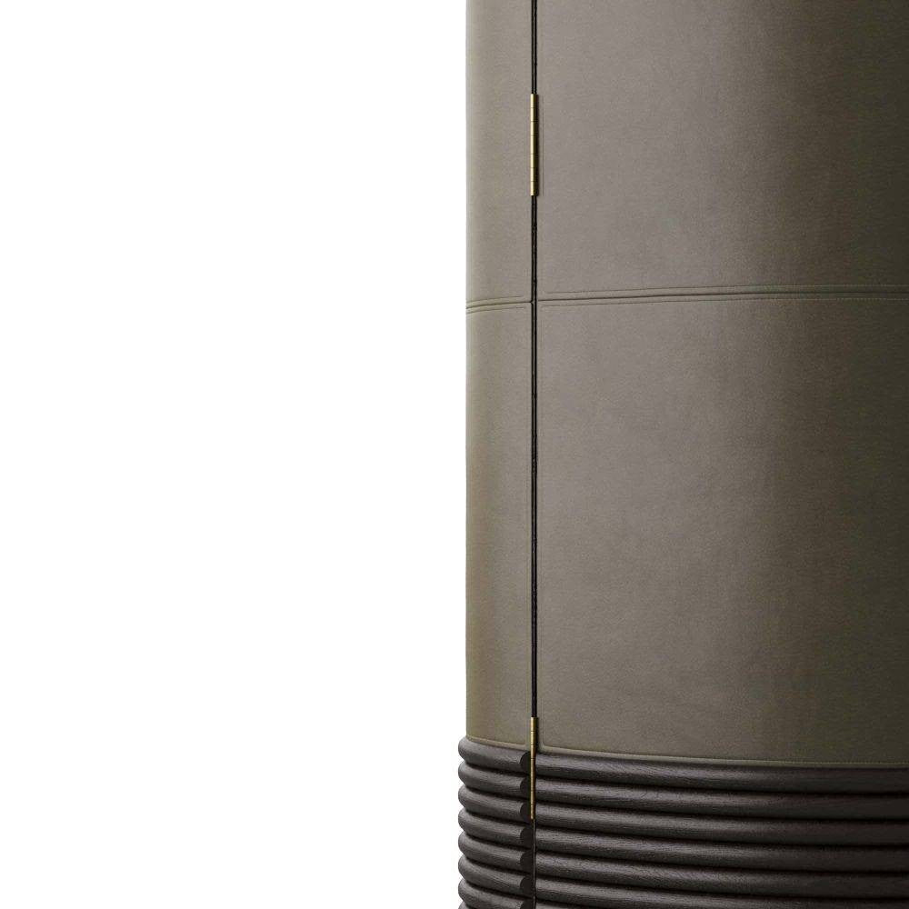 Arteriors - 6266 - Cabinet - Sherbourne - Graphite Leather/Umder Oak/White Marble/Antique Brass