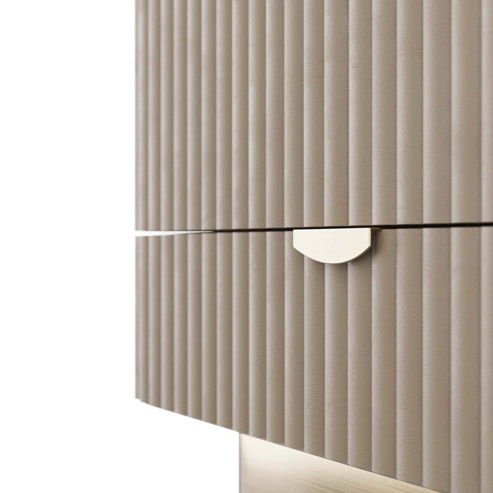 Arteriors - 6267 - Cocktail Cabinet - Pontevera - Gray Leather/Smoke Oak/Vintage Brass