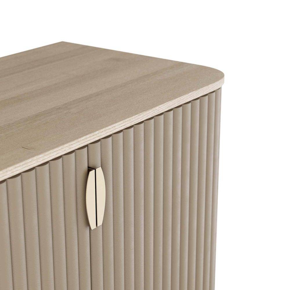 Arteriors - 6267 - Cocktail Cabinet - Pontevera - Gray Leather/Smoke Oak/Vintage Brass