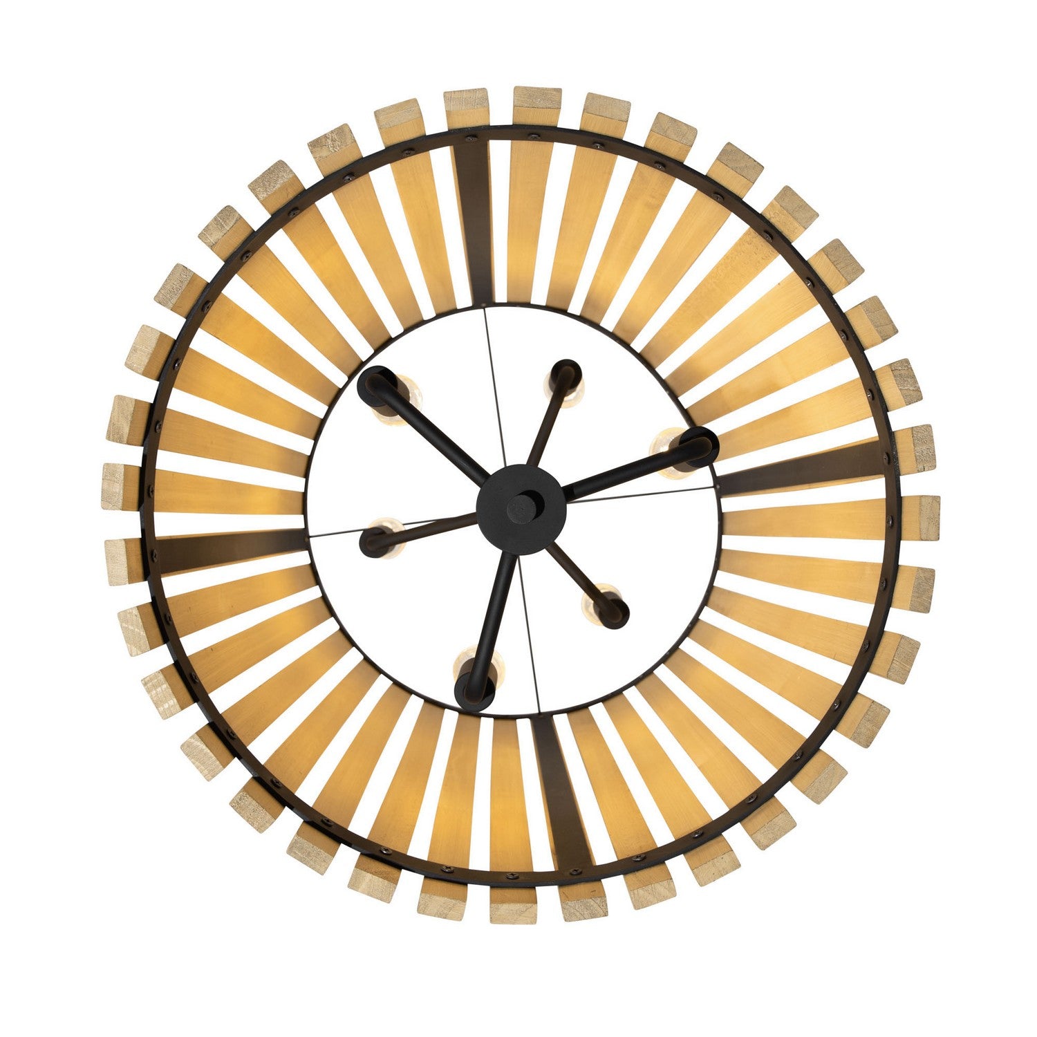Varaluz - 387F06MBH - Six Light Foyer Pendant - Suratto - Matte Black/Honey Blonde