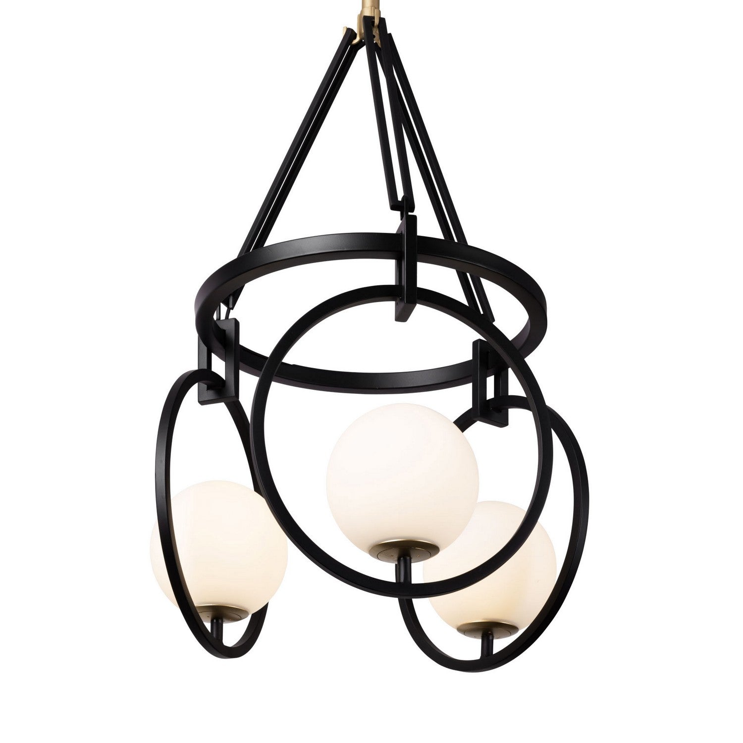 Varaluz - 388P03MBFG - Three Light Pendant - Stopwatch - Matte Black/French Gold