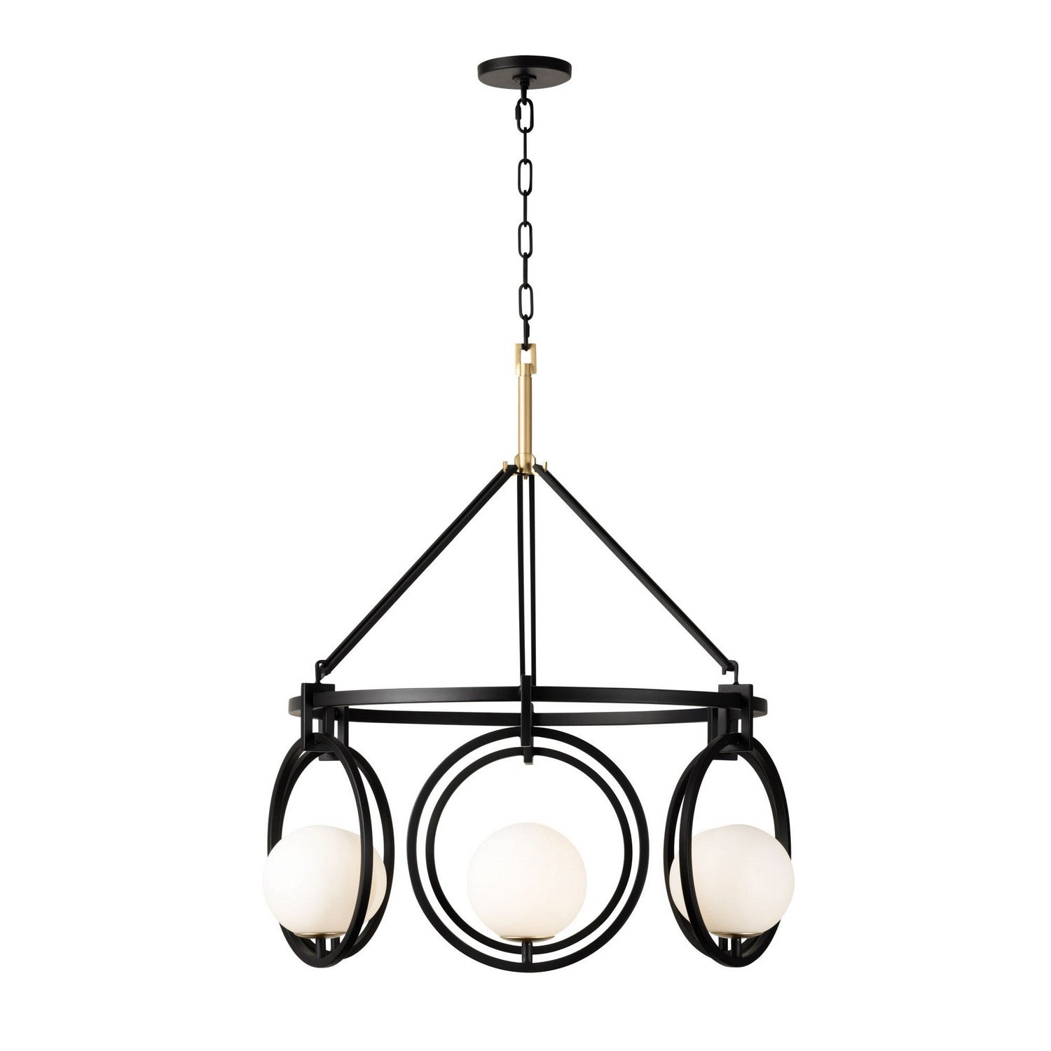 Varaluz - 388P06MBFG - Six Light Pendant - Stopwatch - Matte Black/French Gold