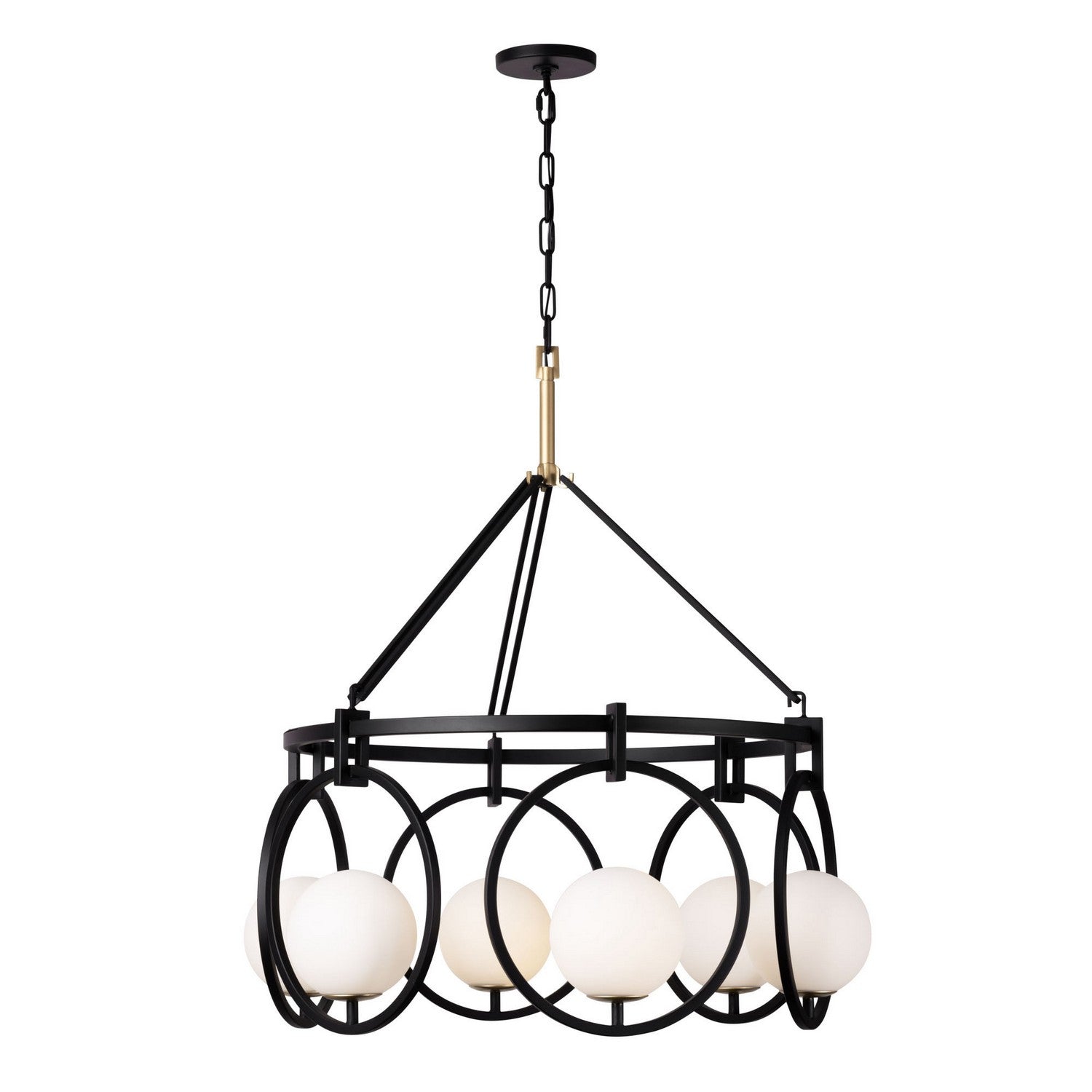 Varaluz - 388P06MBFG - Six Light Pendant - Stopwatch - Matte Black/French Gold