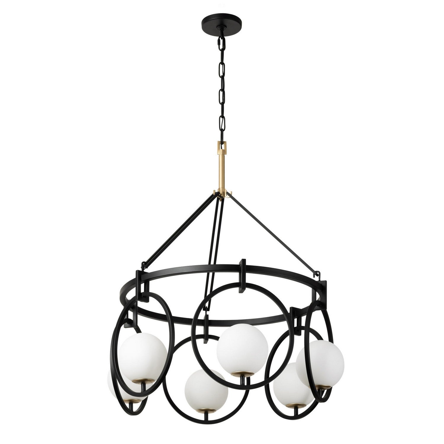 Varaluz - 388P06MBFG - Six Light Pendant - Stopwatch - Matte Black/French Gold