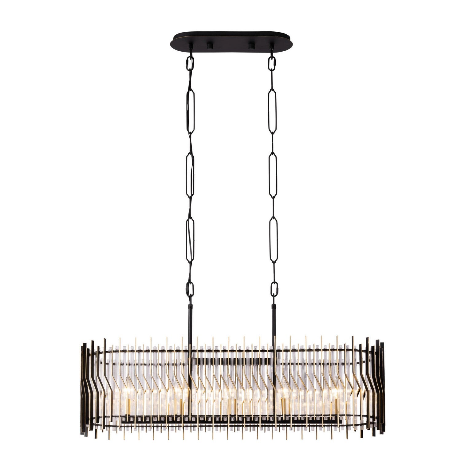 Varaluz - 393N05MBFG - Five Light Linear Pendant - Park Row - Matte Black/French Gold