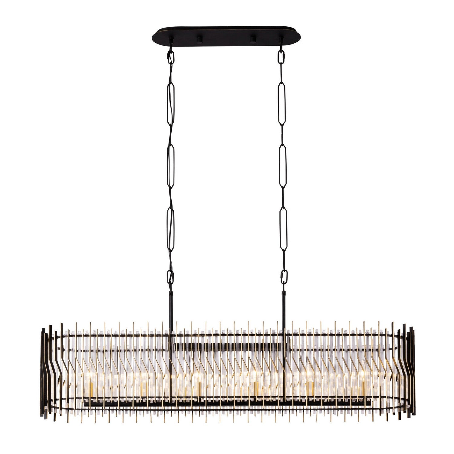 Varaluz - 393N06MBFG - Six Light Linear Pendant - Park Row - Matte Black/French Gold