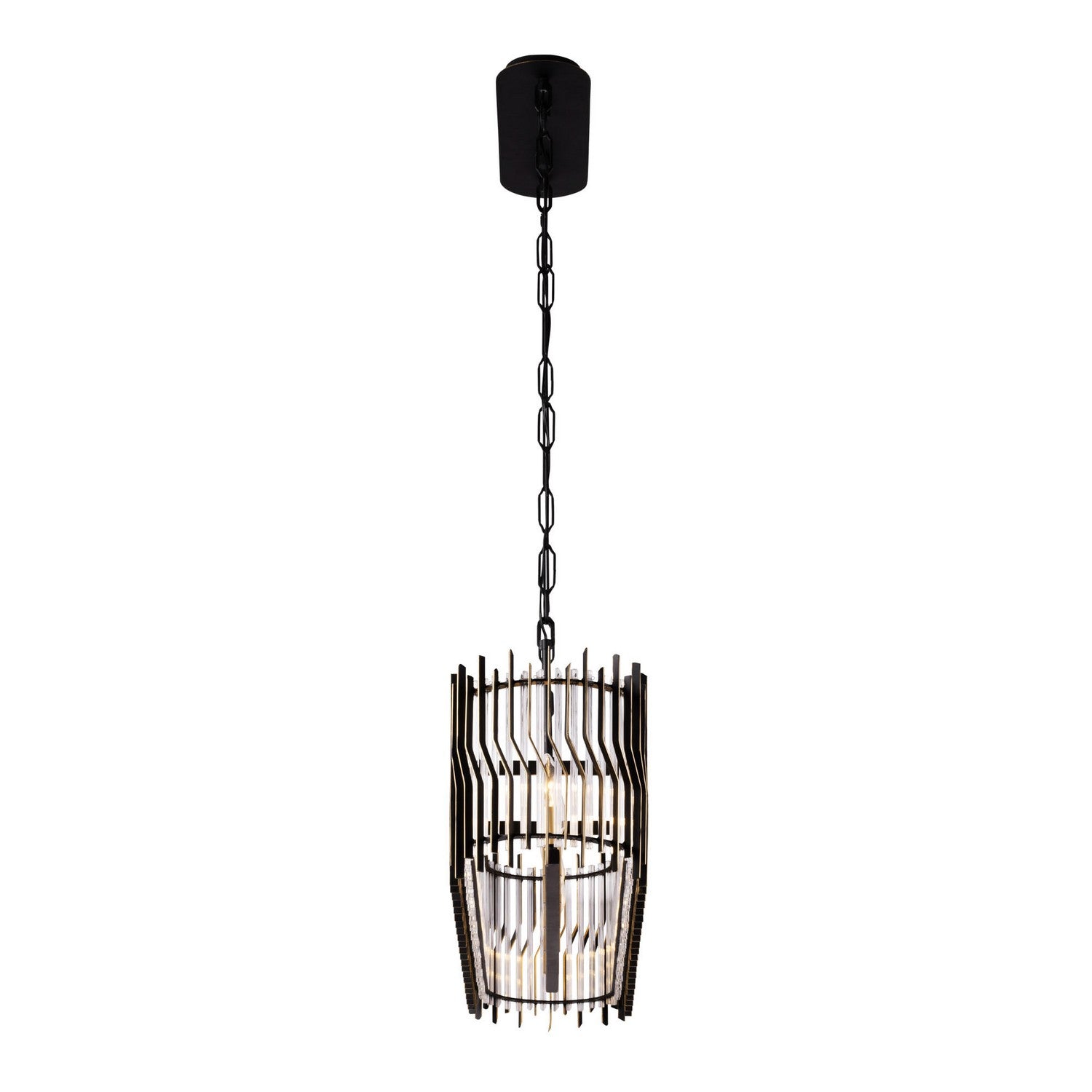 Varaluz - 393N06MBFG - Six Light Linear Pendant - Park Row - Matte Black/French Gold