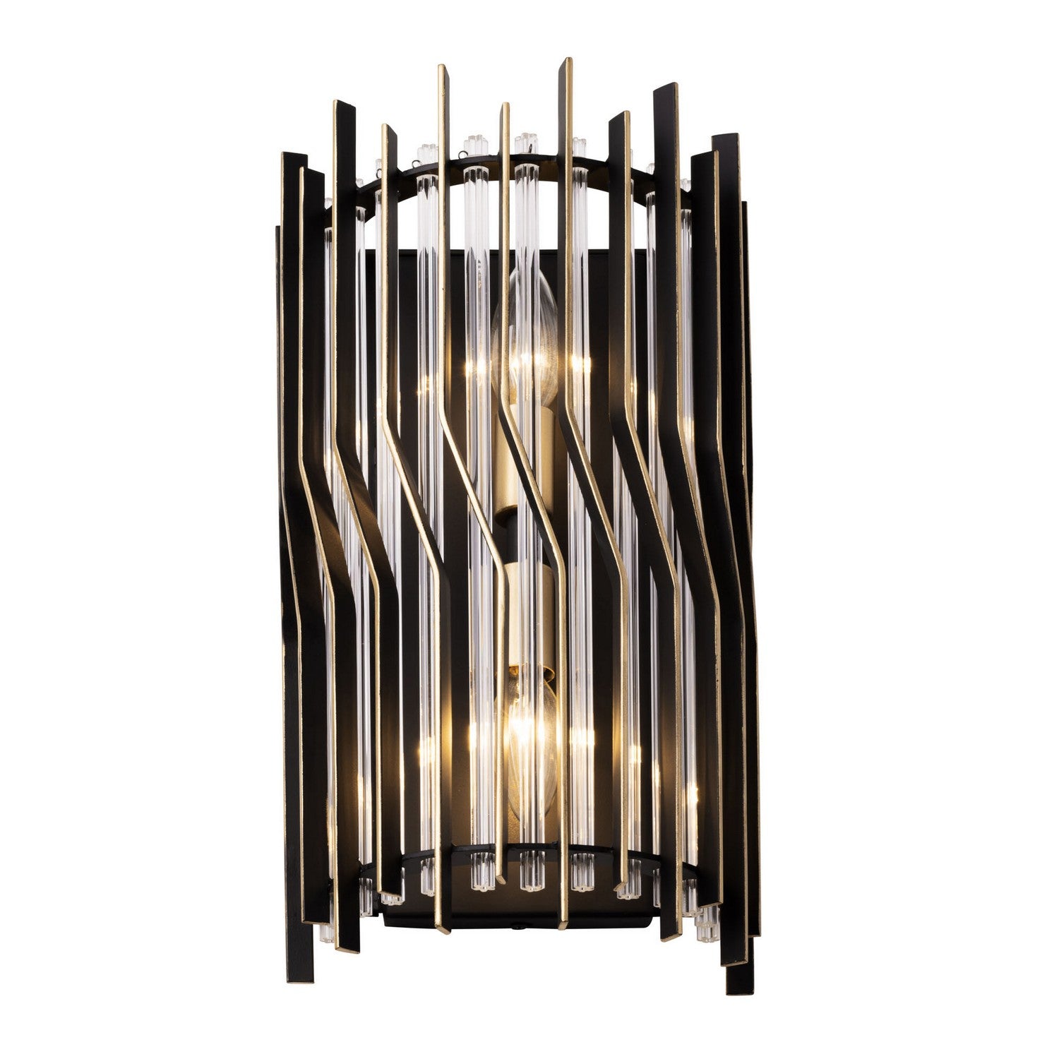 Varaluz - 393W02MBFG - Two Light Wall Sconce - Park Row - Matte Black/French Gold