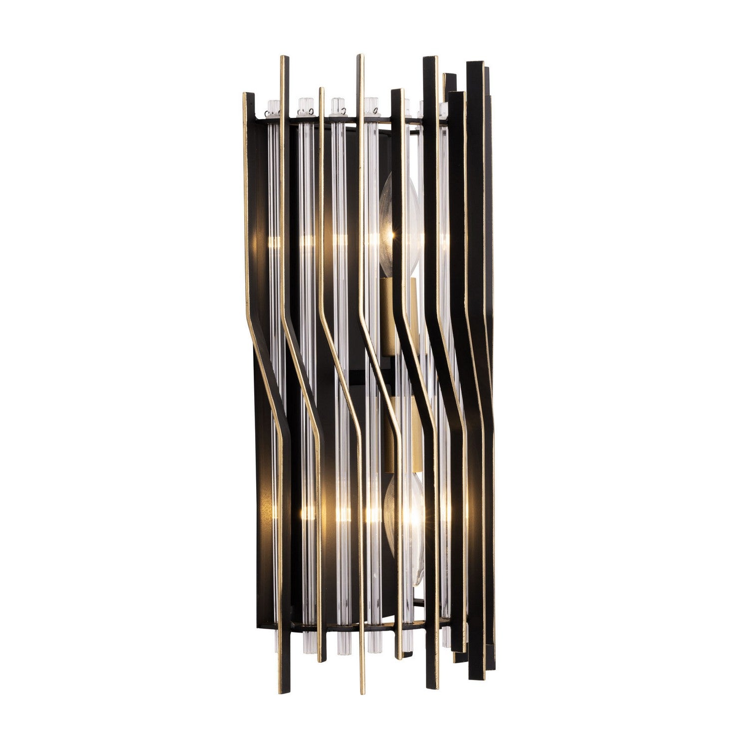 Varaluz - 393W02MBFG - Two Light Wall Sconce - Park Row - Matte Black/French Gold