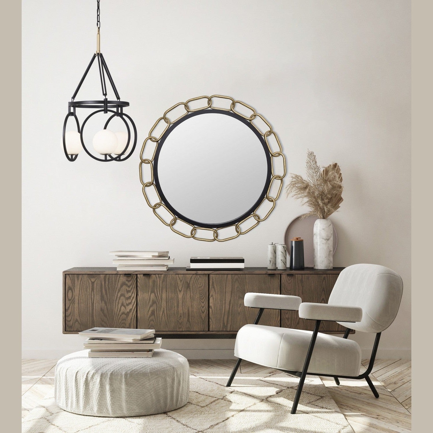 Varaluz - 444MI30MBTG - Mirror - Chains of Love - Matte Black/Textured Gold