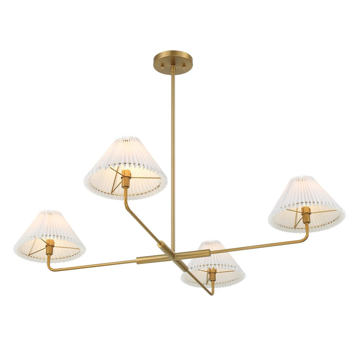 Meridian - M100121NB - Four Light Chandelier - Natural Brass