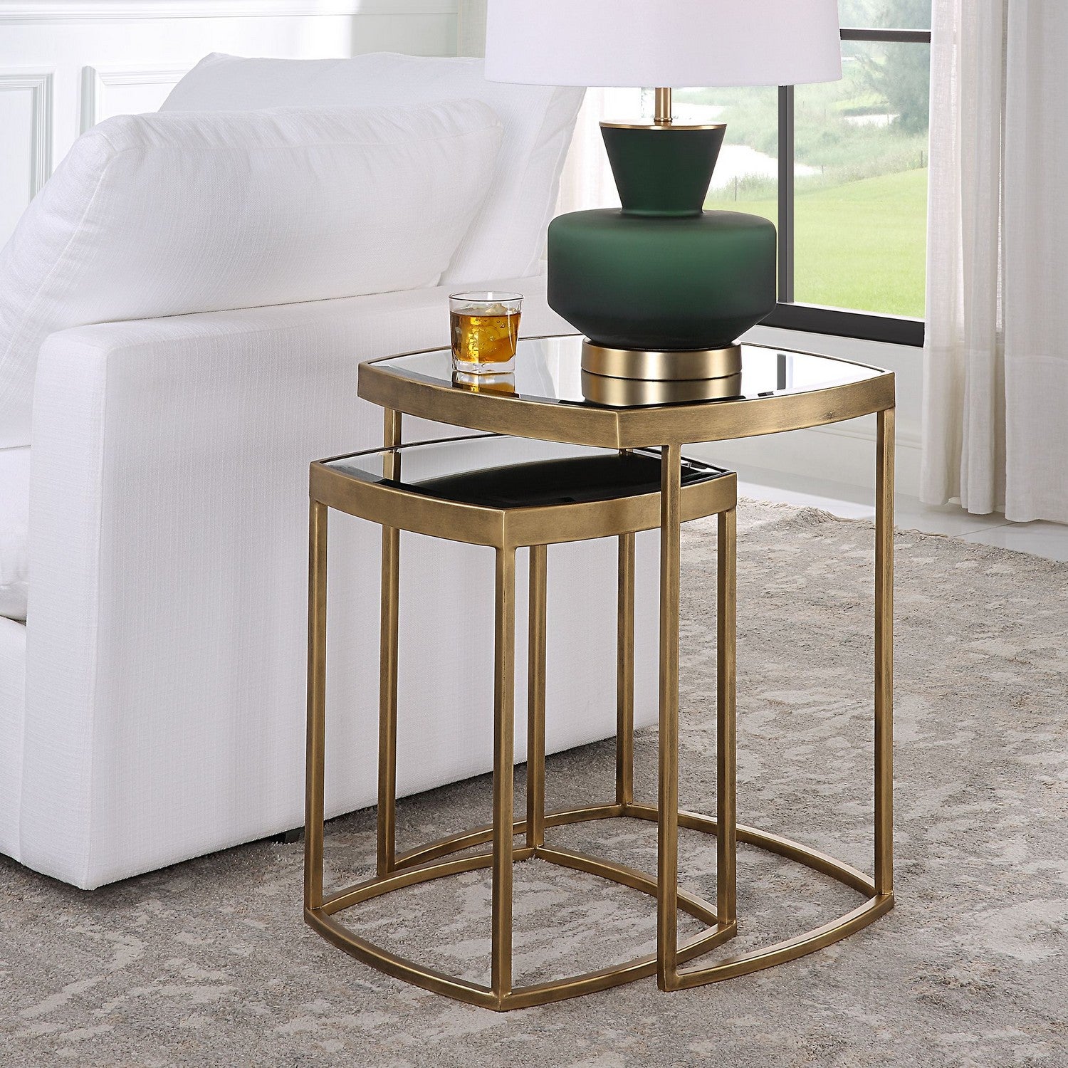 Uttermost - 22957 - Nesting Tables, Set Of 2 - Vista - Antique Gold