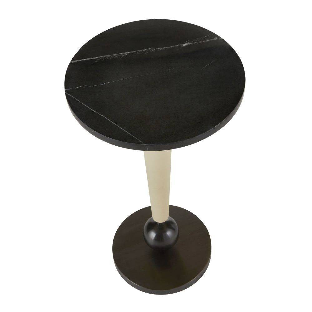 Arteriors - FAI03 - Drink Table - Valari - Black Marble/Ivory Leather//Bronze