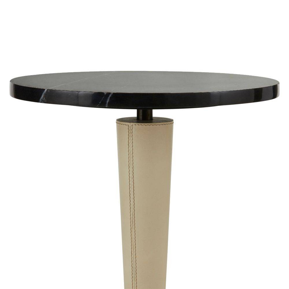 Arteriors - FAI03 - Drink Table - Valari - Black Marble/Ivory Leather//Bronze