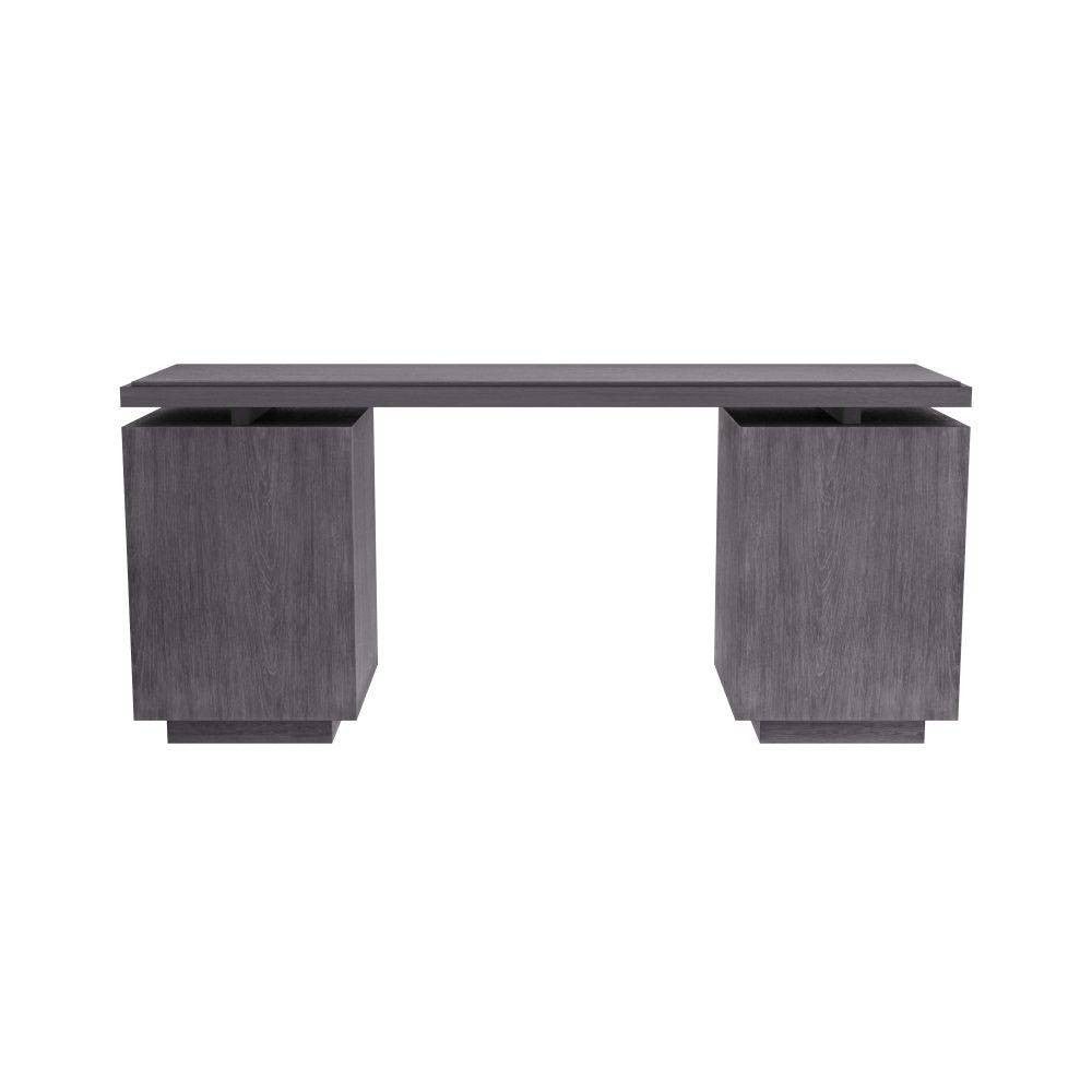 Arteriors - FKI03 - Desk - Wixom - Ebony Oak/Antique Brass/Graphite Leather