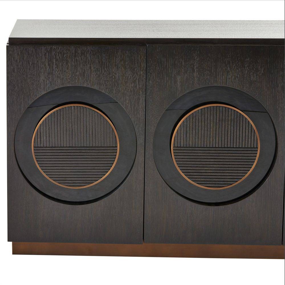Arteriors - FZS04 - Credenza - Tudor - Ebony Oak Veneer/Black Lacquer/Antique Brass
