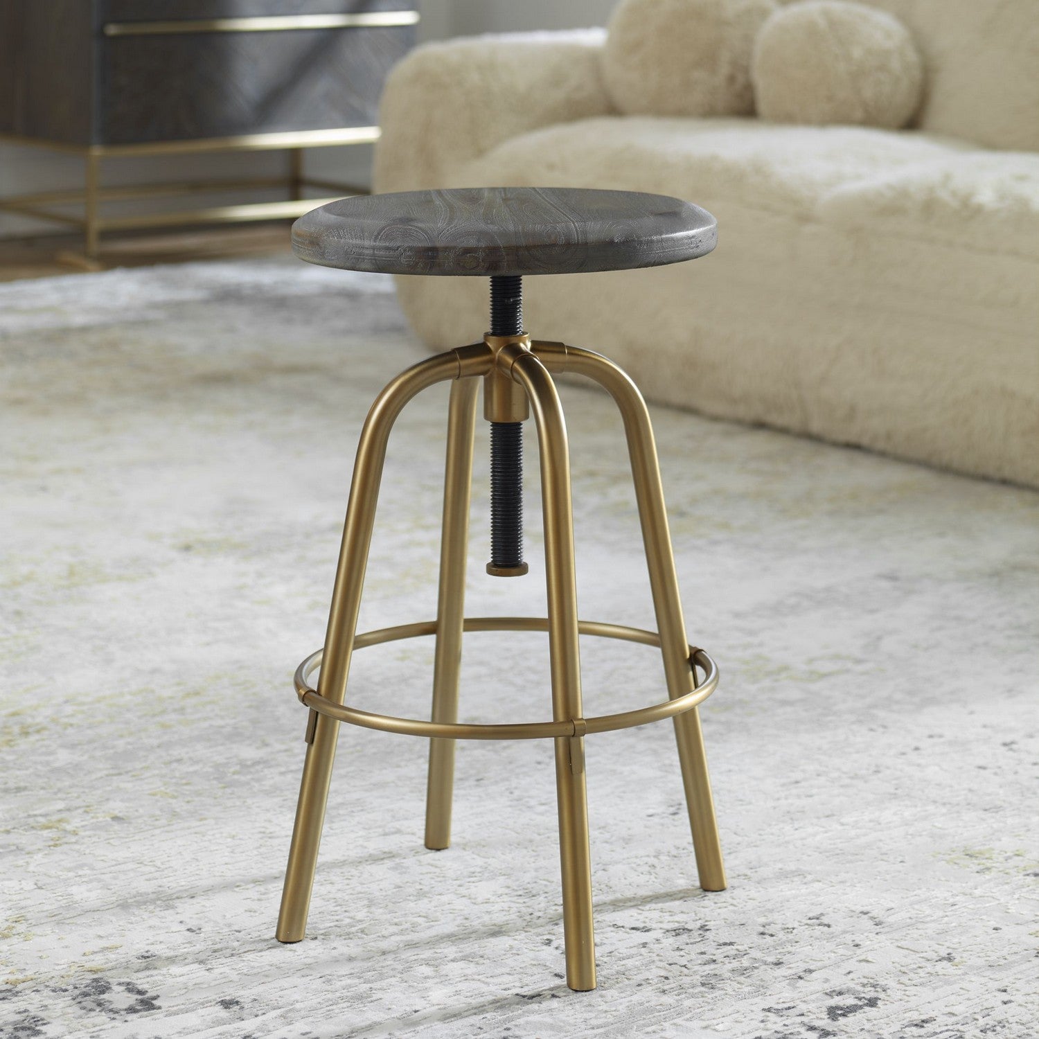 Uttermost - 22976 - Counter Stool - Revolve - Brushed Brass