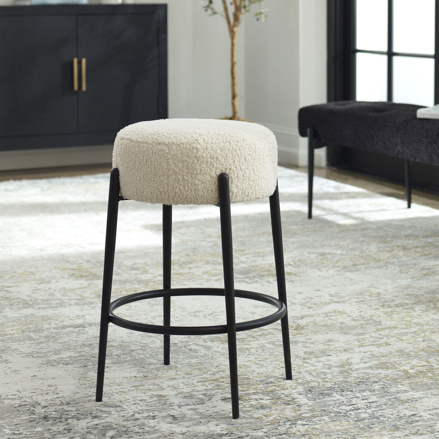 Uttermost - 23783 - Counter Stool - Arles - Satin Black