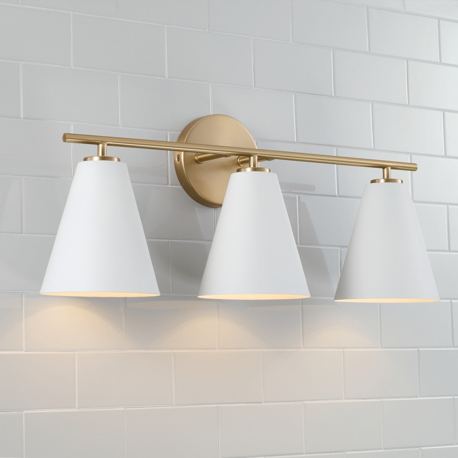 Capital Lighting - AA1039RE - Three Light Vanity - Charlie - Matte Brass and White