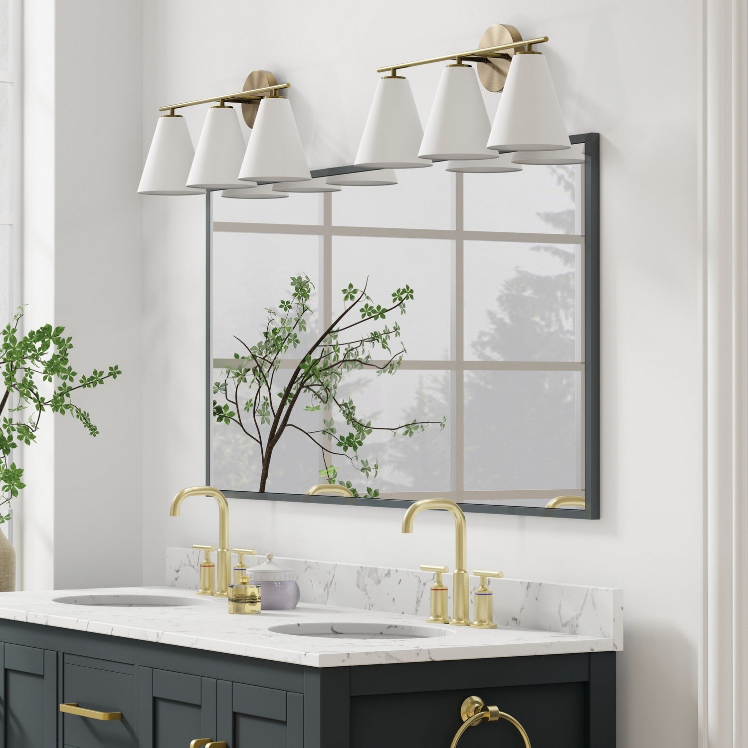 Capital Lighting - AA1039RE - Three Light Vanity - Charlie - Matte Brass and White