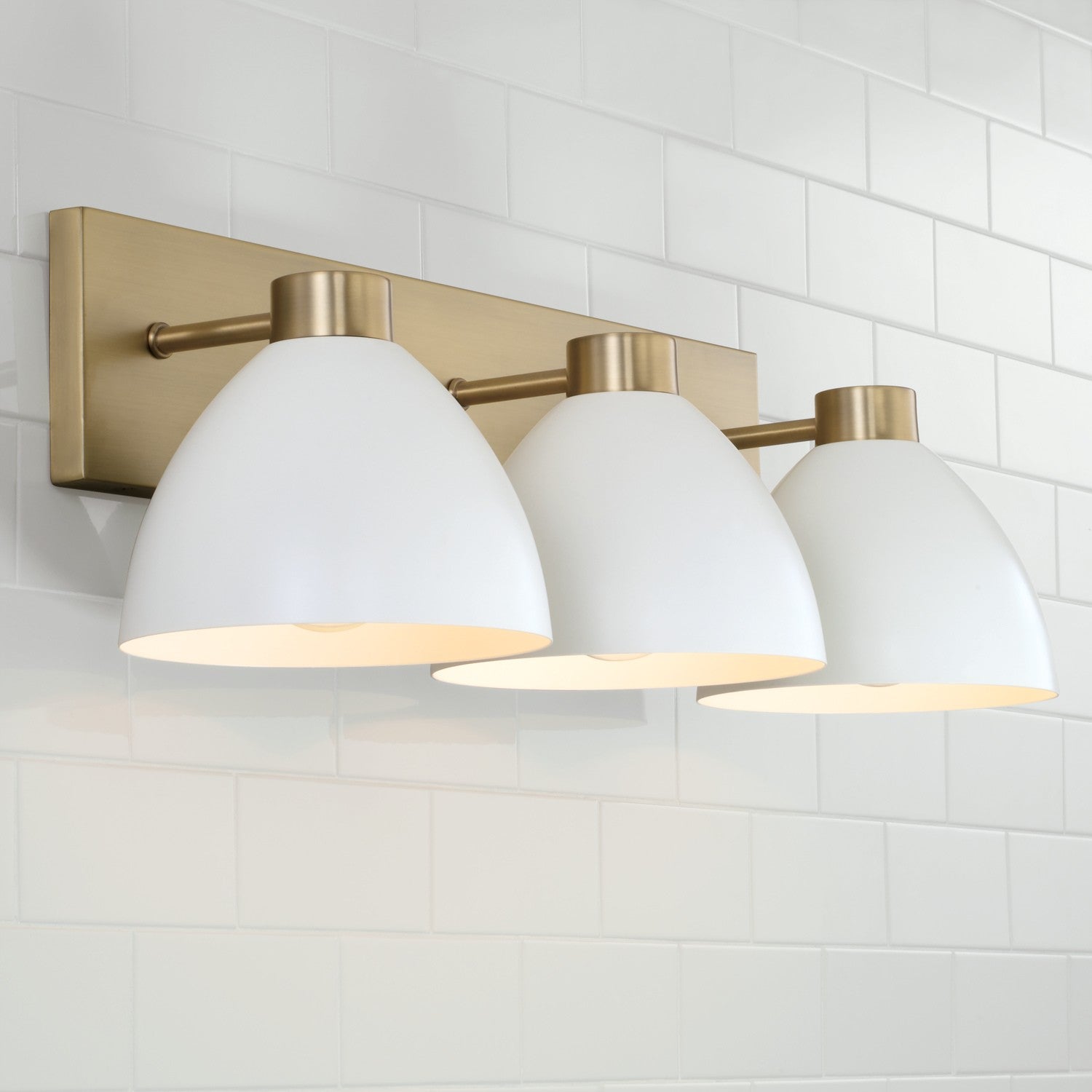 Capital Lighting - 152031AW - Three Light Vanity - Ross - Aged Brass and White