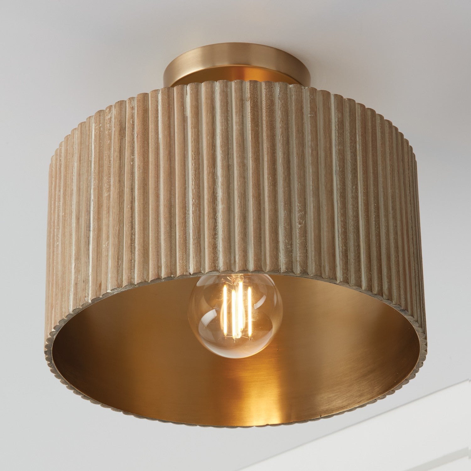 Capital Lighting - 250711WS - One Light Semi Flush Mount - Donovan - White Wash and Matte Brass