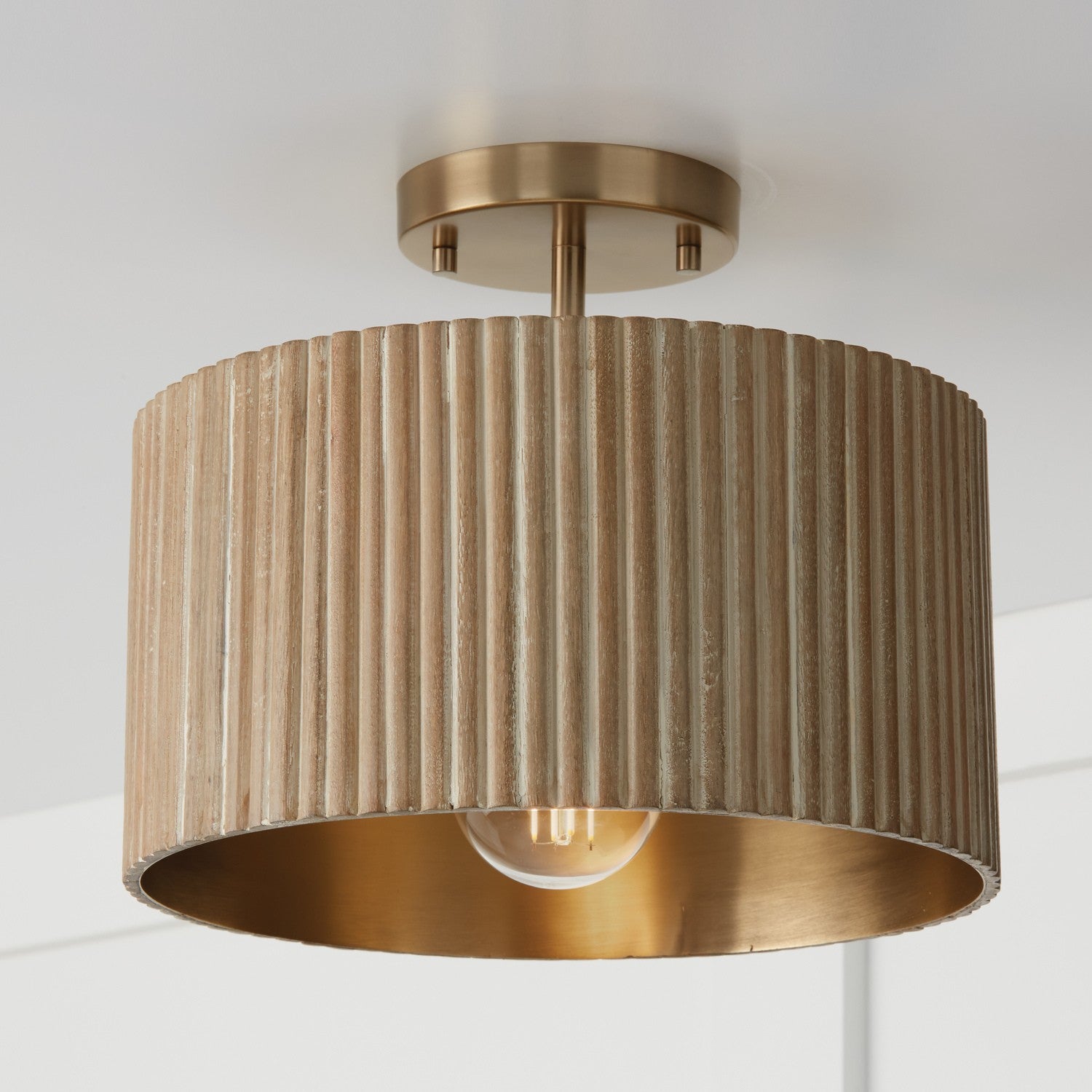 Capital Lighting - 250711WS - One Light Semi Flush Mount - Donovan - White Wash and Matte Brass