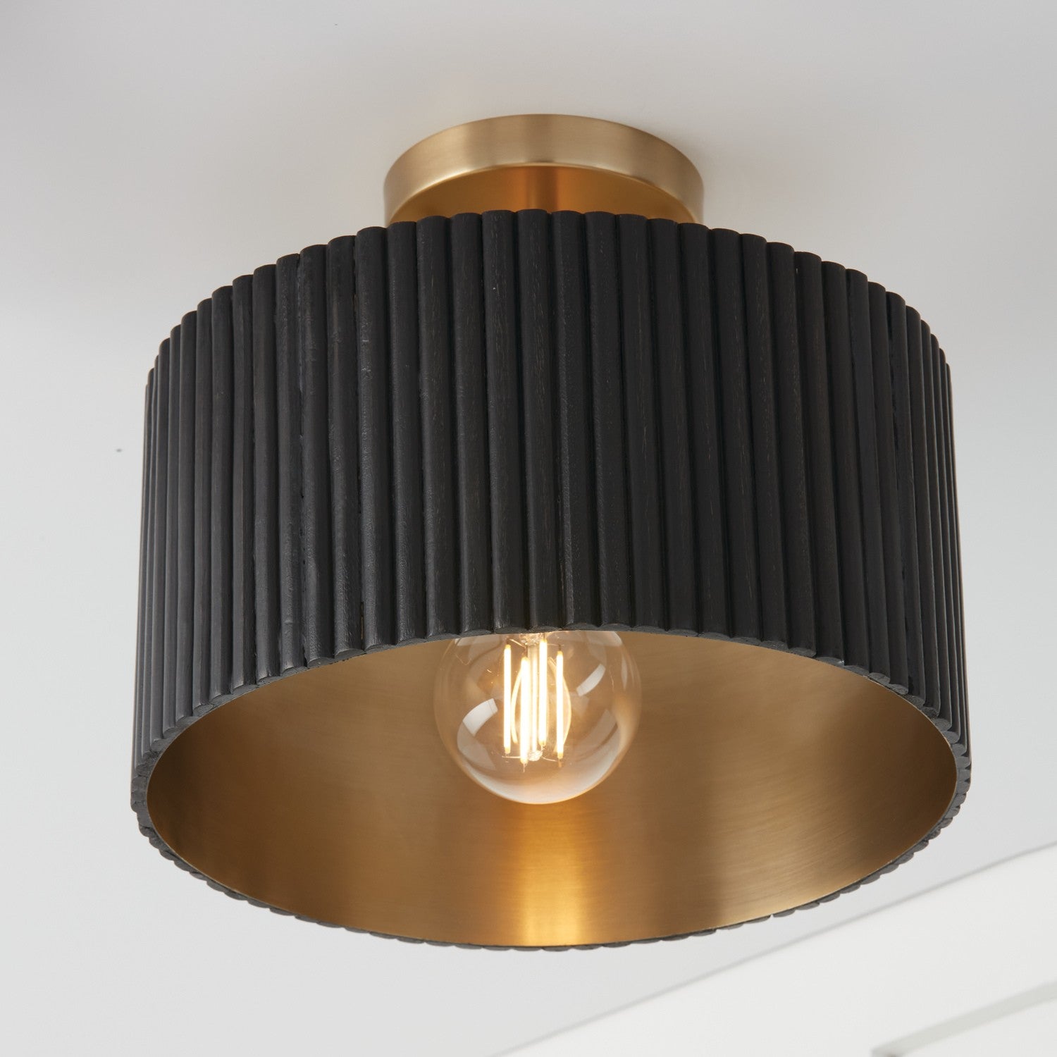 Capital Lighting - 250711KR - One Light Semi Flush Mount - Donovan - Black Stain and Matte Brass