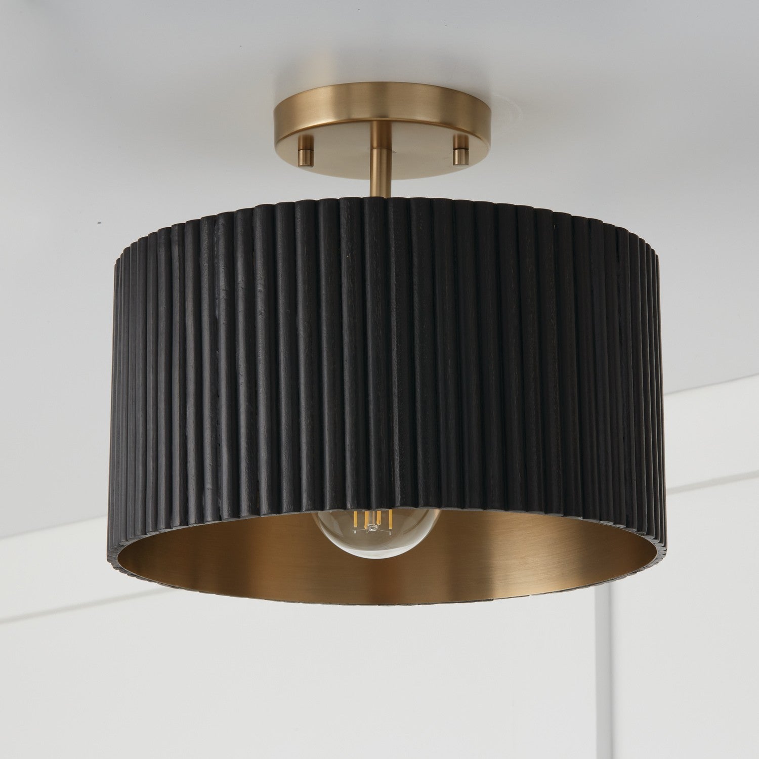 Capital Lighting - 250711KR - One Light Semi Flush Mount - Donovan - Black Stain and Matte Brass