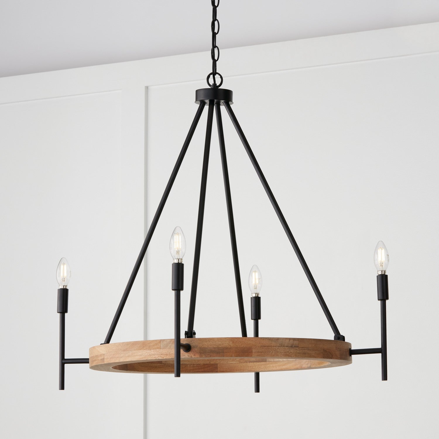 Capital Lighting - 450841WK-709 - Four Light Chandelier - Jonah - Light Wood and Matte Black