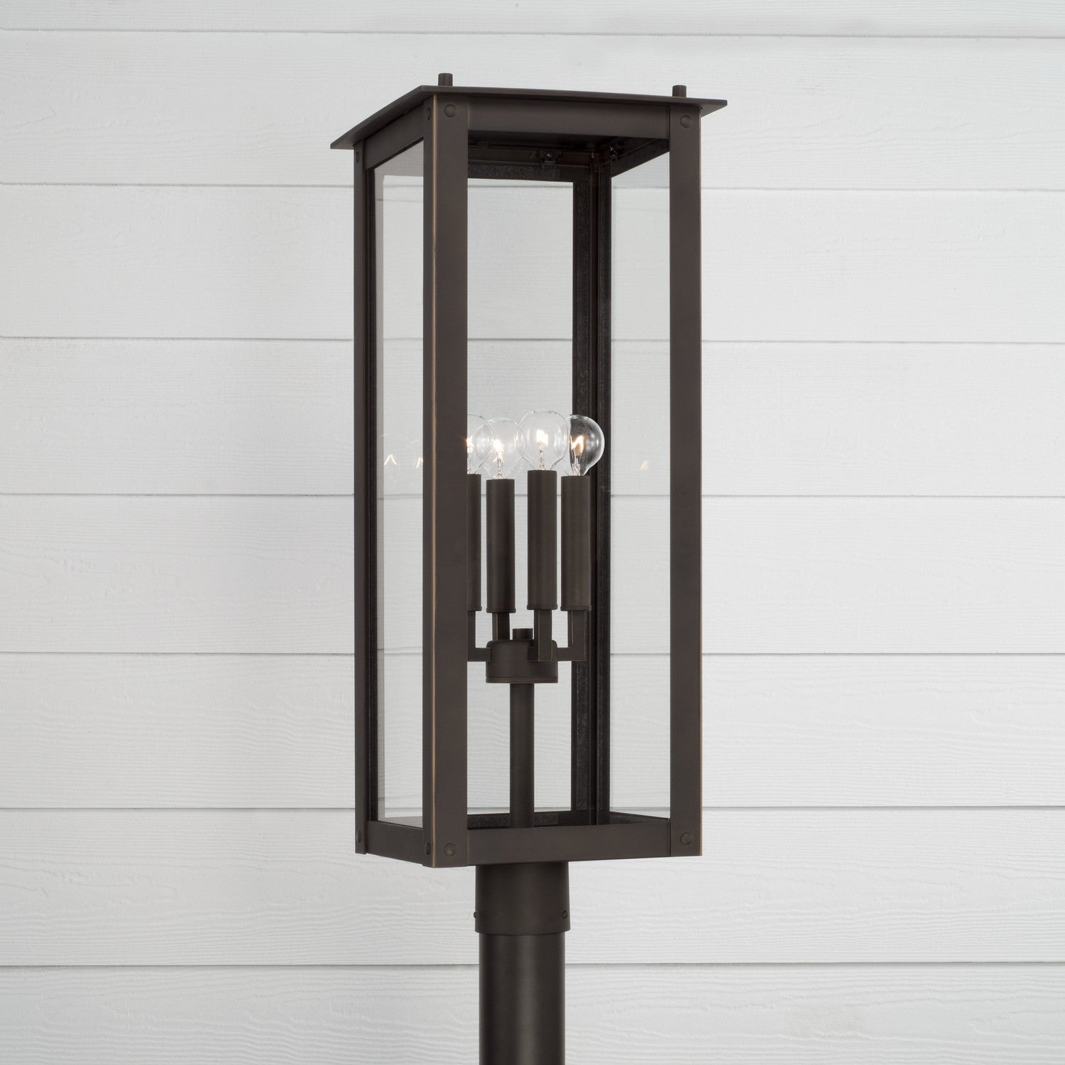 Capital Lighting - 934643OZ - Four Light Outdoor Post Lantern - Hunt - Oiled Bronze
