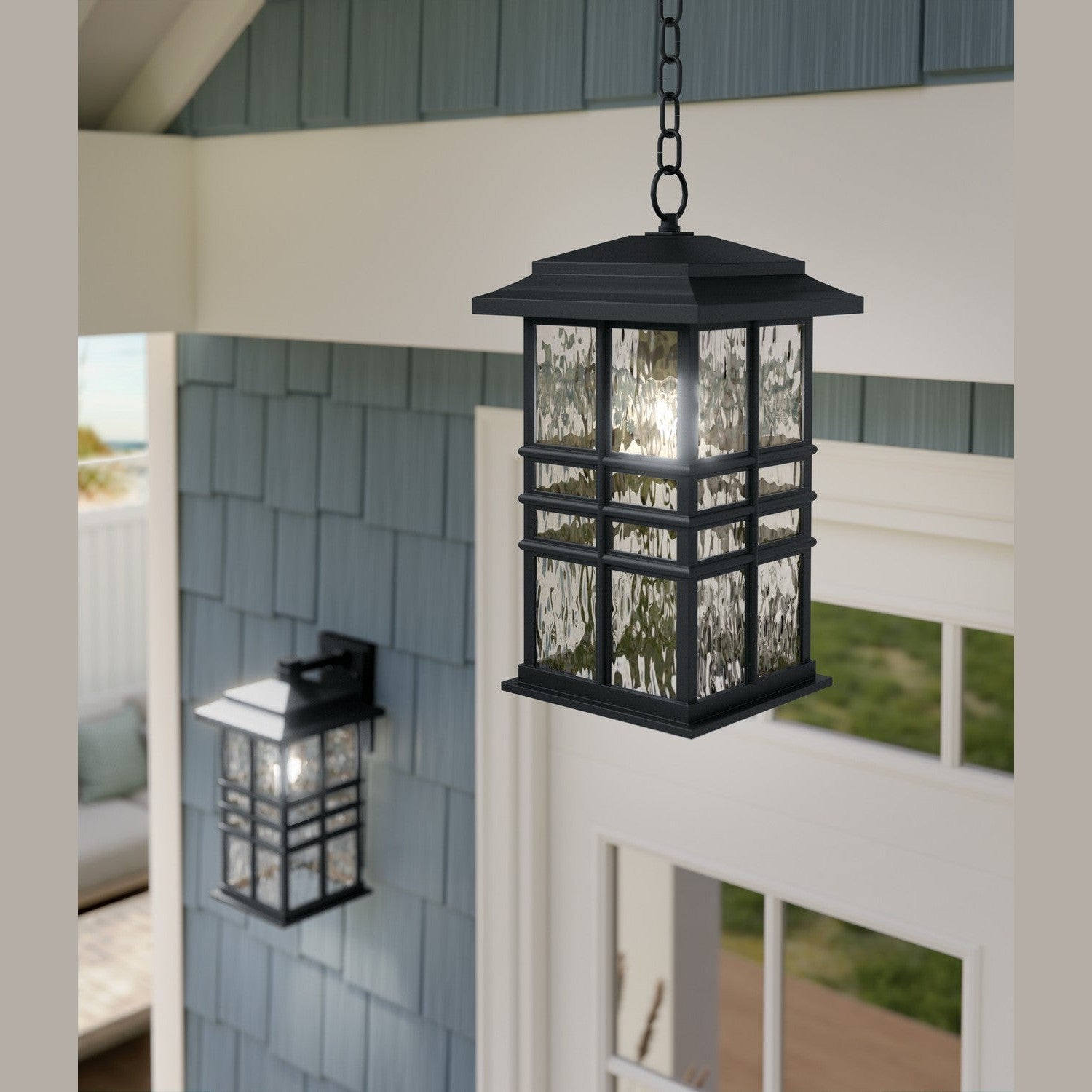 Kichler - 49833BKT - One Light Outdoor Pendant - Beacon Square - Textured Black