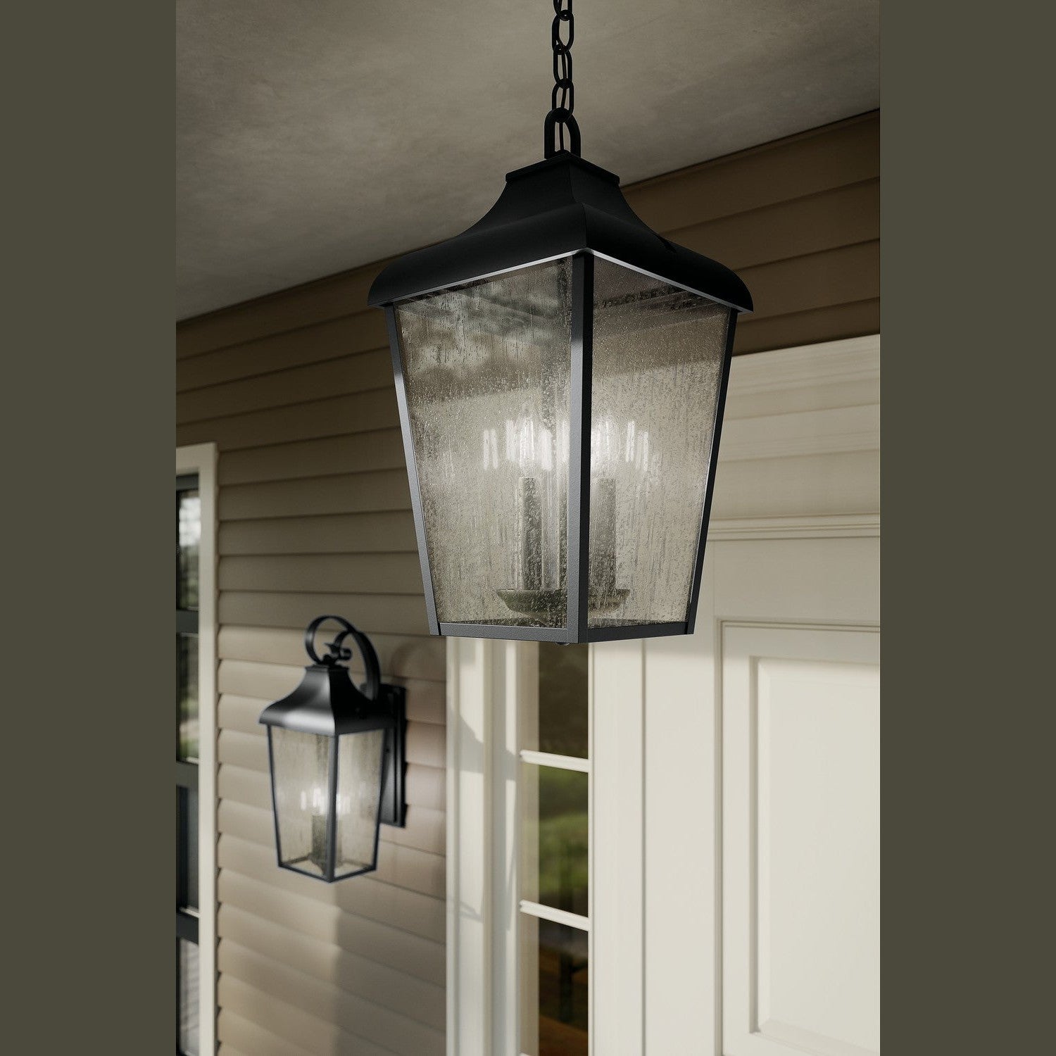 Kichler - 49740BKT - Four Light Outdoor Pendant - Forestdale - Textured Black