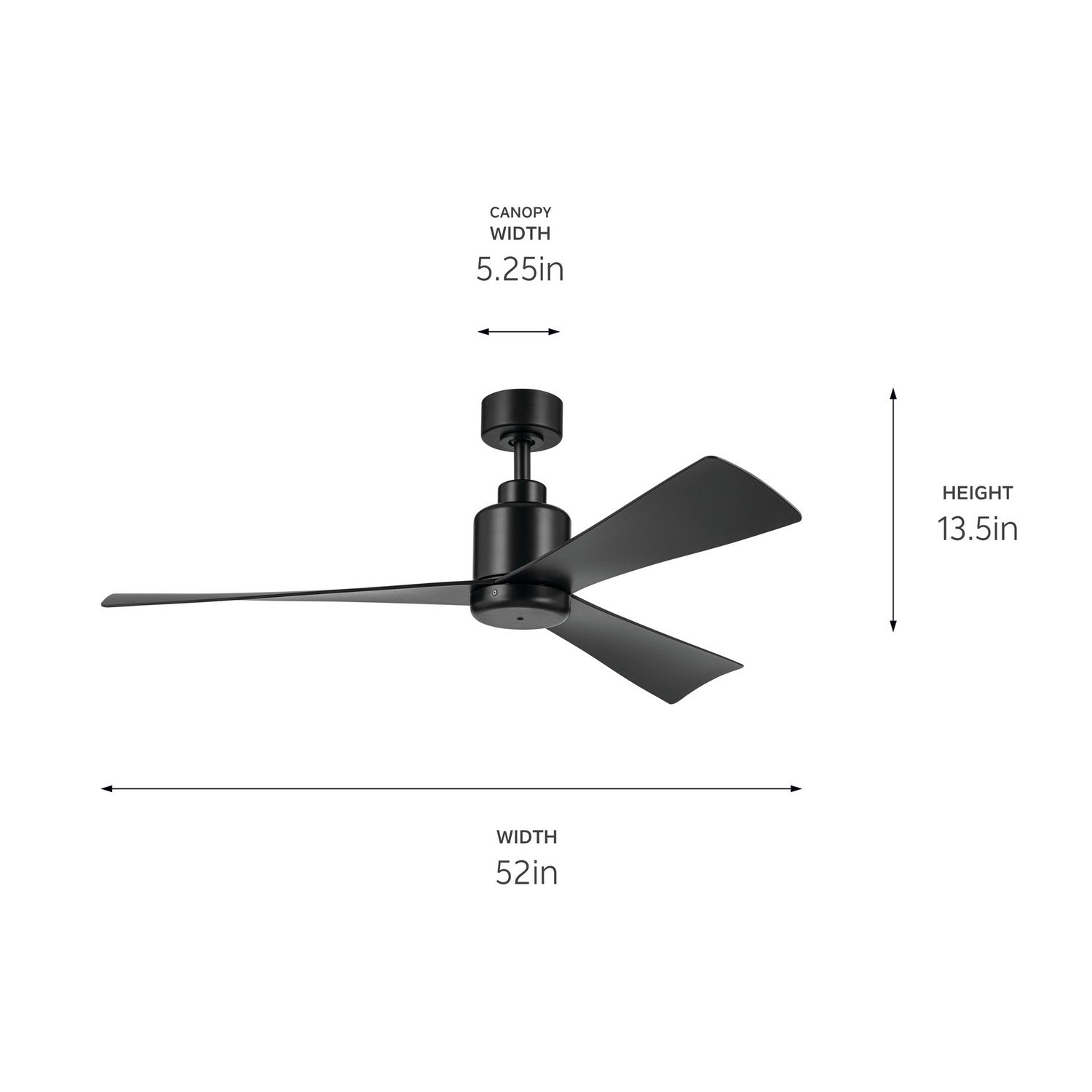 Kichler - 310452SBK - 52"Ceiling Fan - TRUE - Satin Black