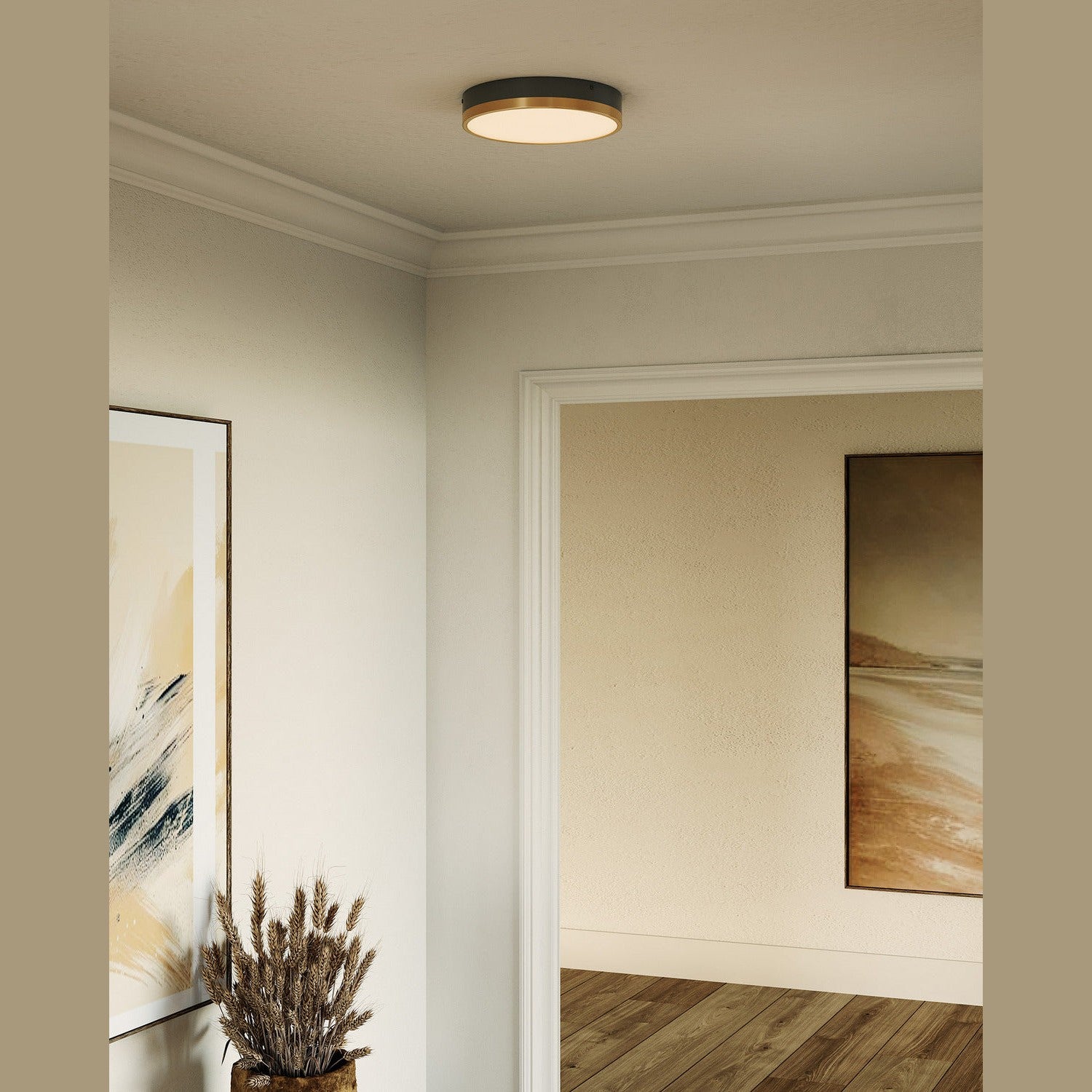 Alora - FM554211AGMB-5CCT - LED Flush Mount - Adelaide - Aged Gold/Matte Black