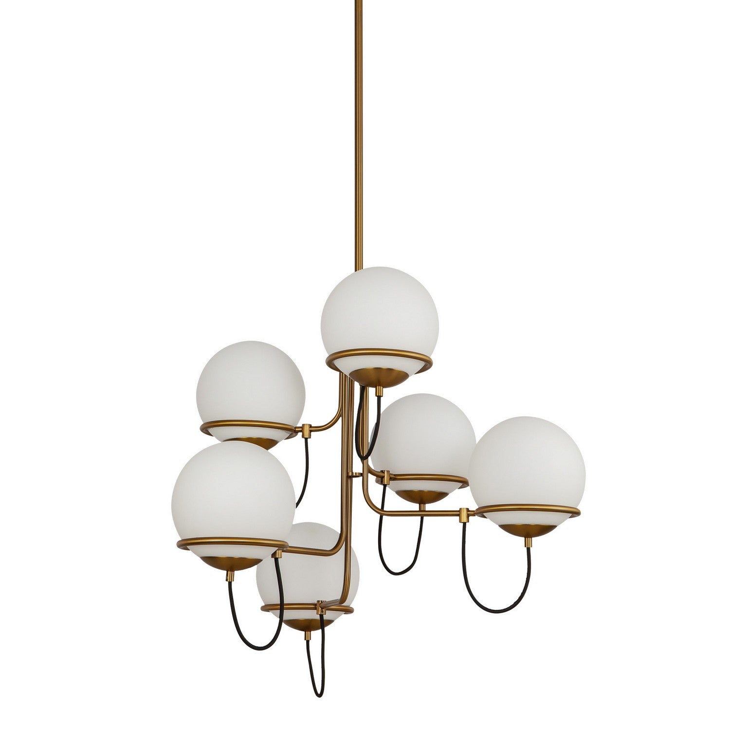 Alora - CH458632AGOP - Six Light Chandelier - Alba - Aged Gold/Opal Glass