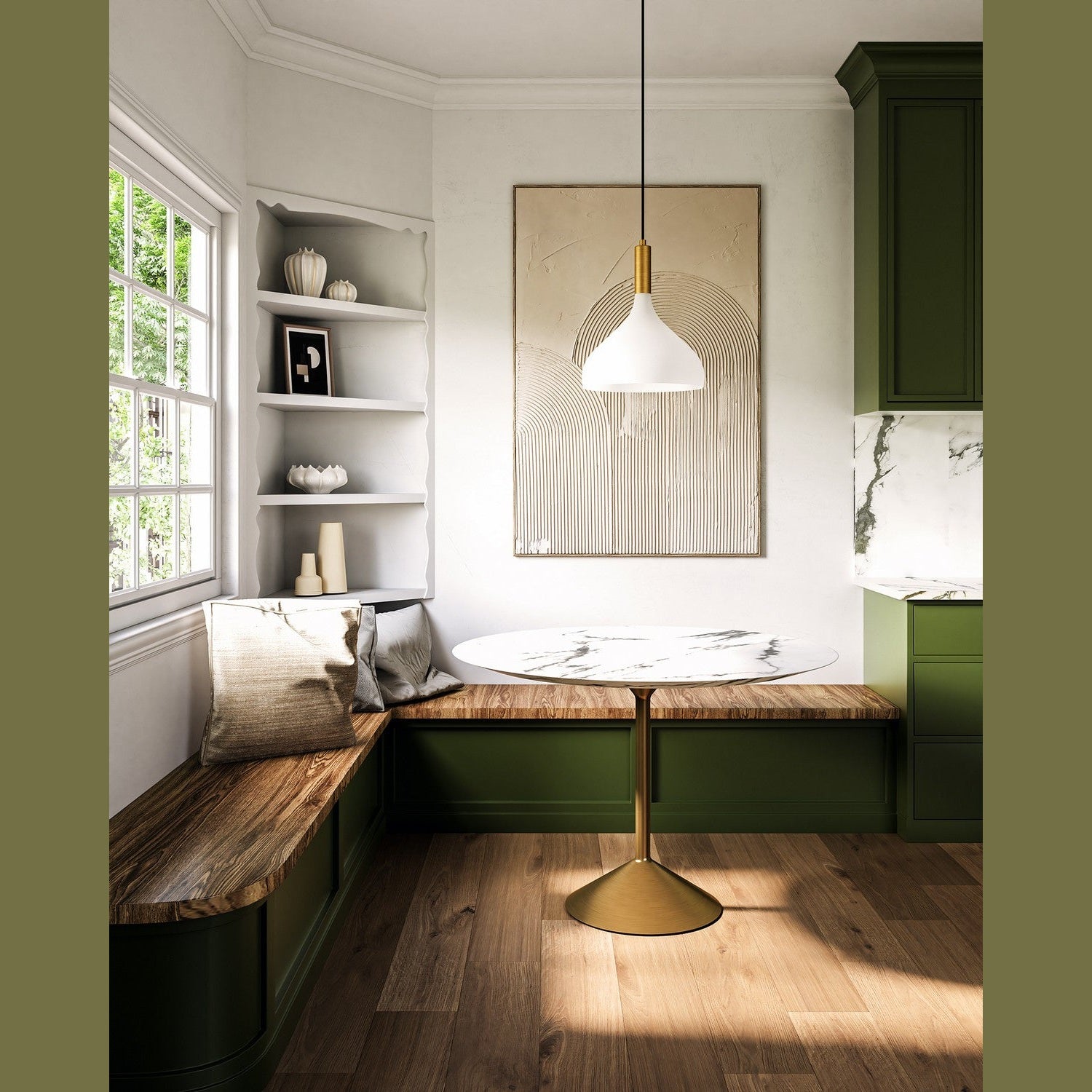 Alora - PD532312AGOP - One Light Pendant - Belleview - Aged Gold/Opal Glass