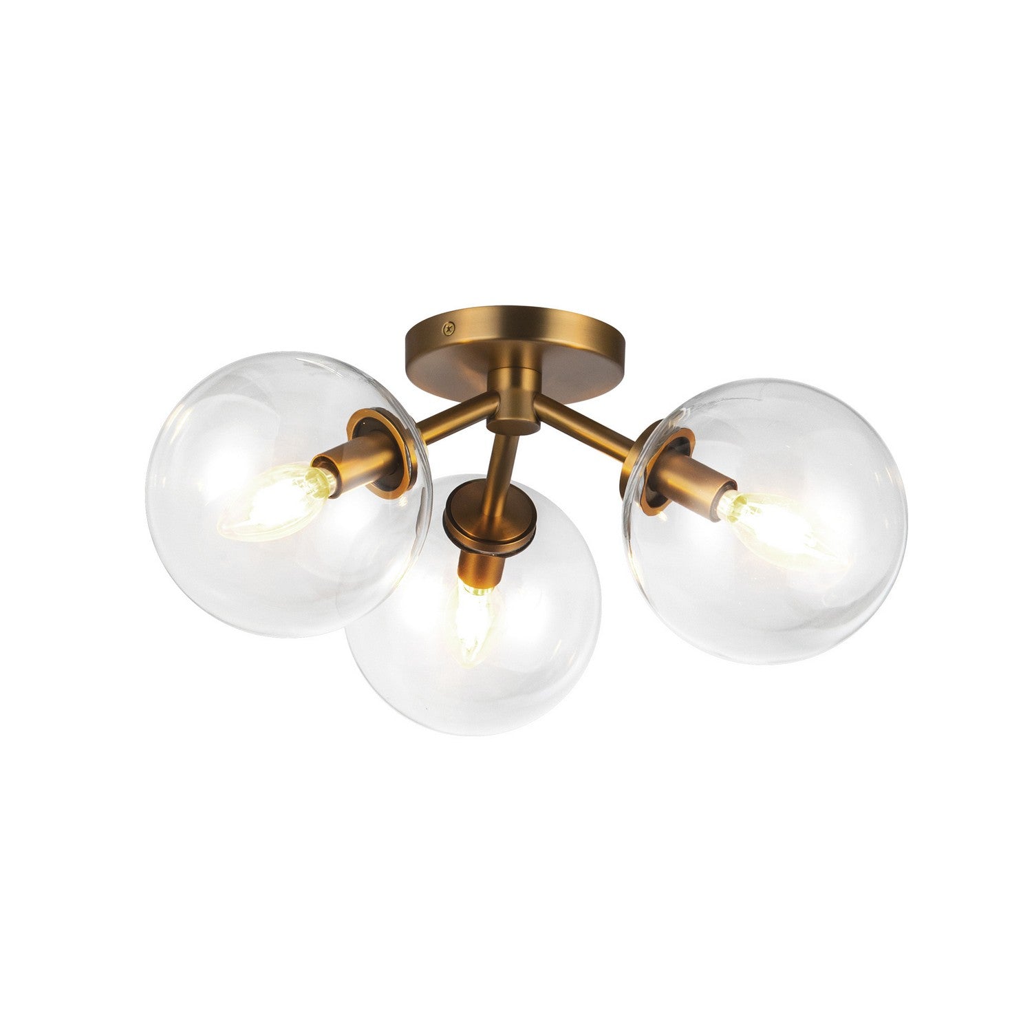 Alora - SF549315AGCL - Three Light Semi-Flush Mount - Cassia - Aged Gold/Clear Glass