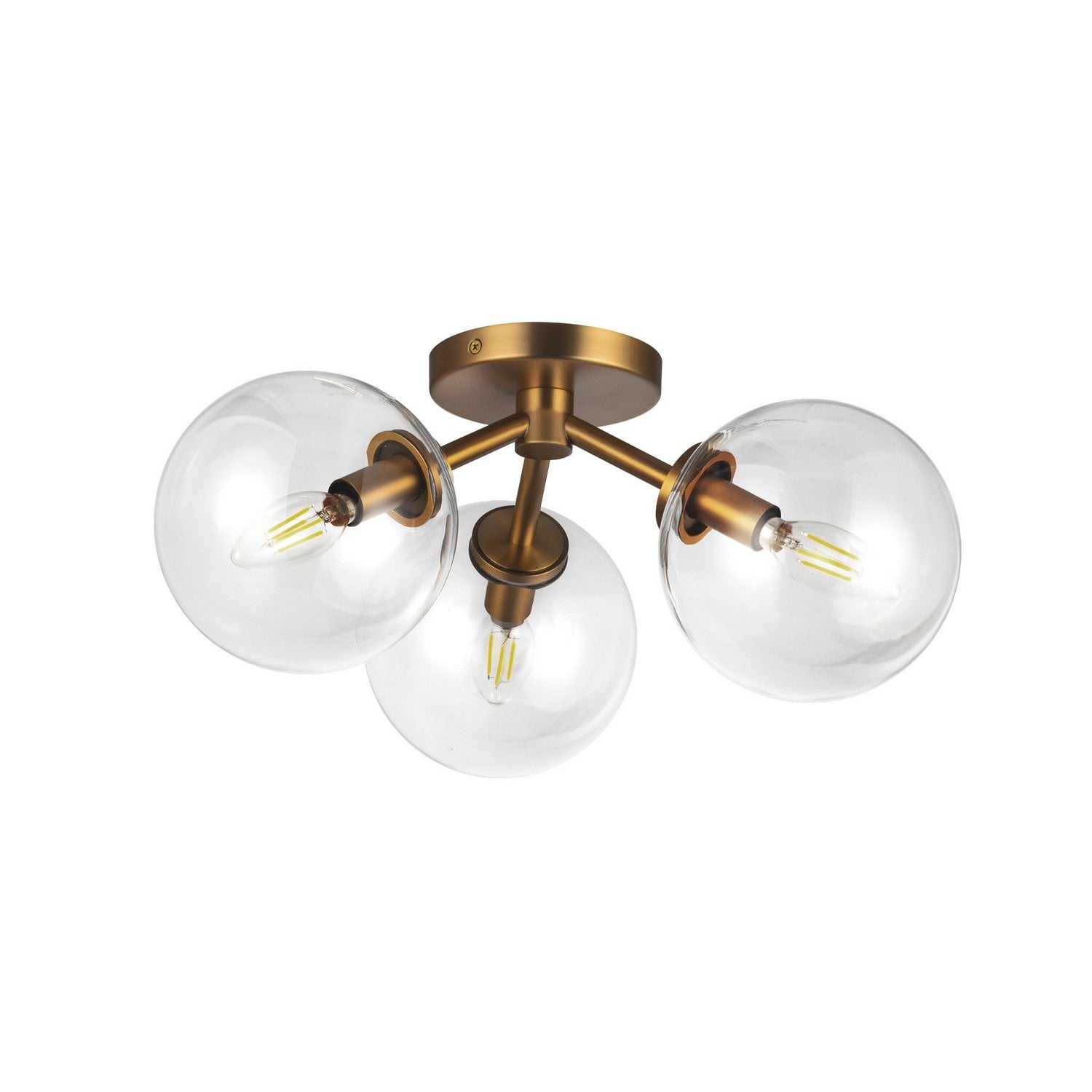 Alora - SF549315AGCL - Three Light Semi-Flush Mount - Cassia - Aged Gold/Clear Glass