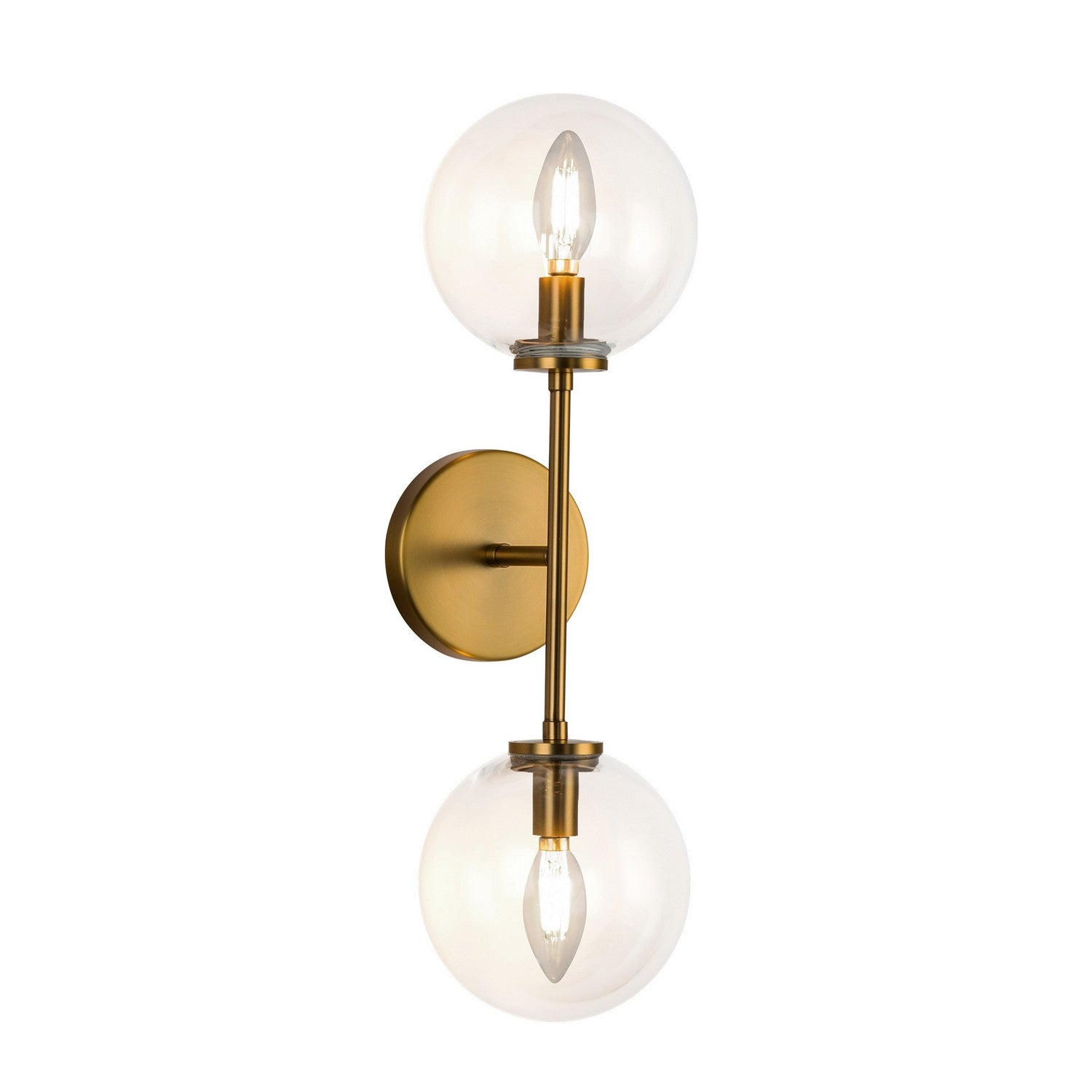 Alora - WV549220AGCL - Two Light Wall Vanity - Cassia - Aged Gold/Clear Glass