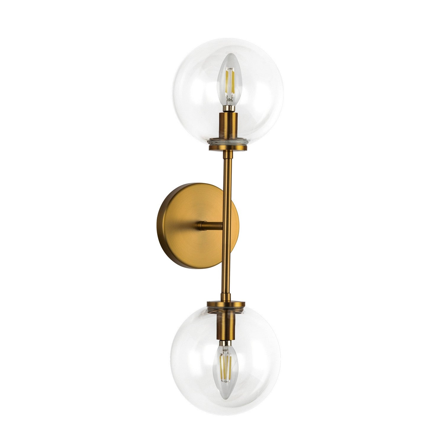 Alora - WV549220AGCL - Two Light Wall Vanity - Cassia - Aged Gold/Clear Glass
